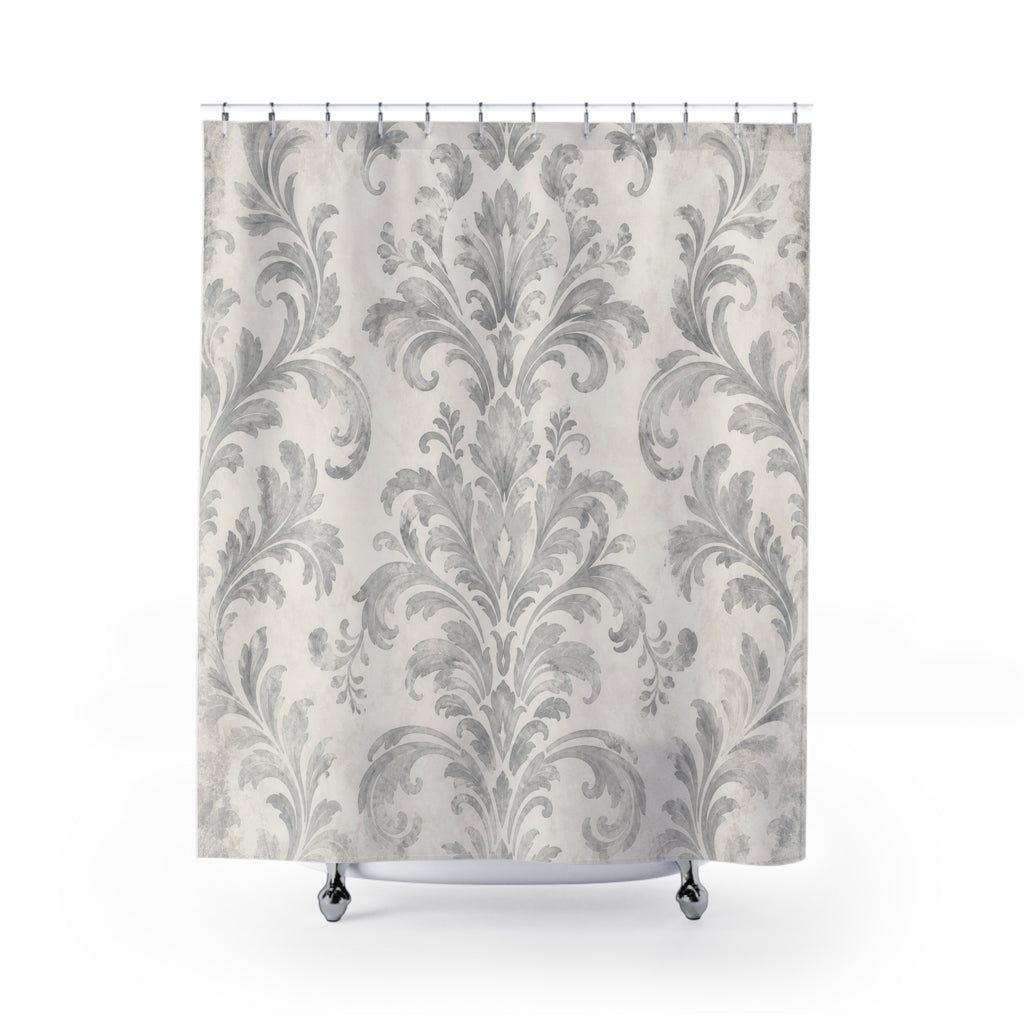 Grey Damask Shower Curtain