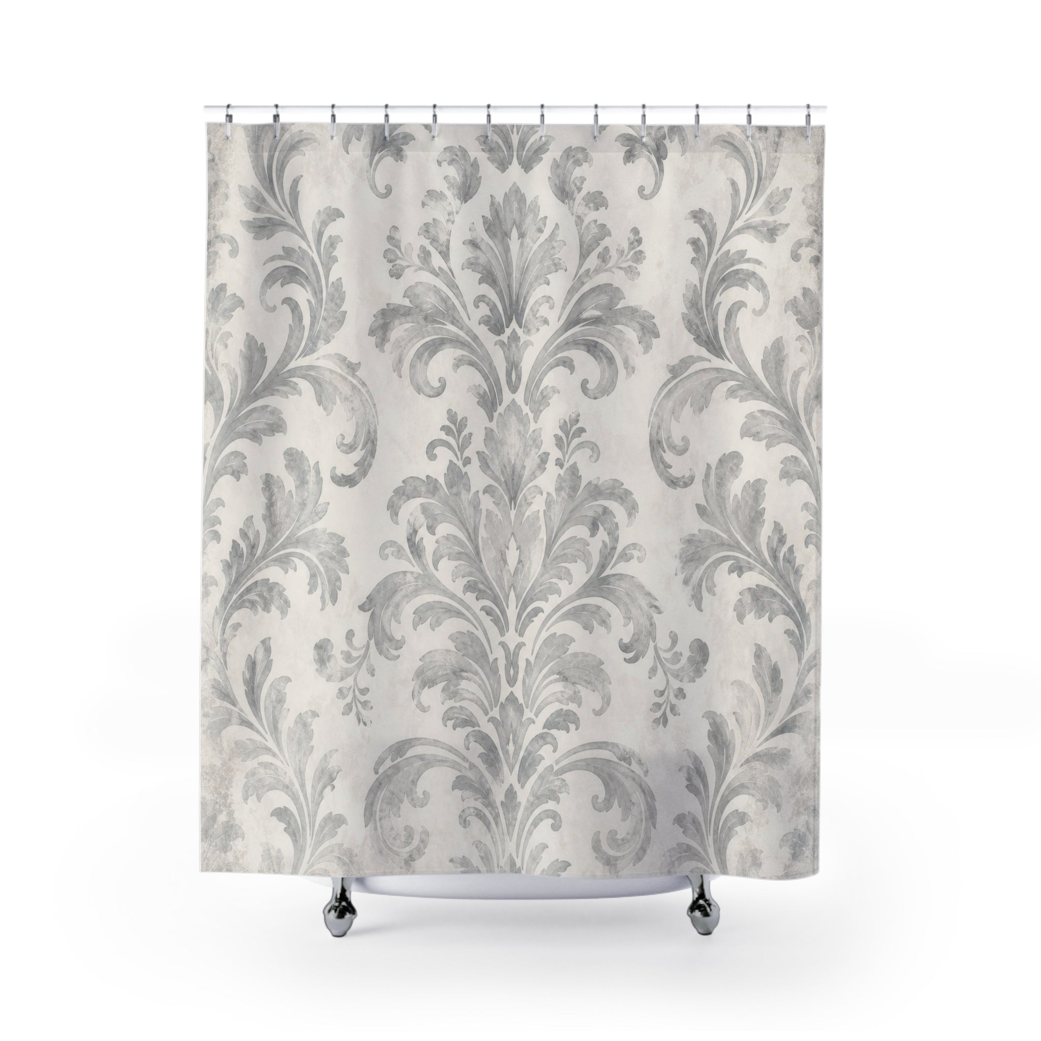 Grey Damask Shower Curtain