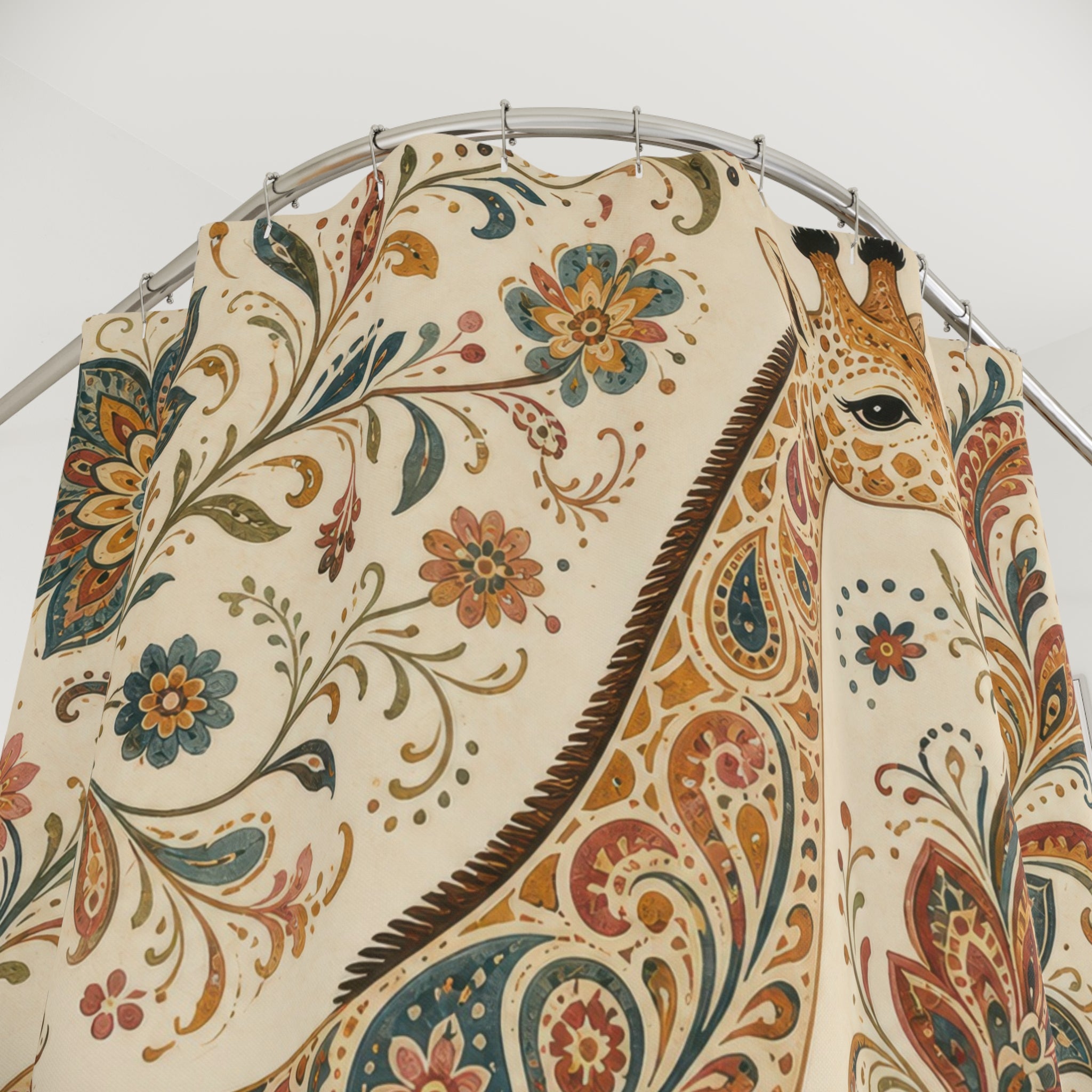 Boho Floral Paisley Animal Shower Curtain