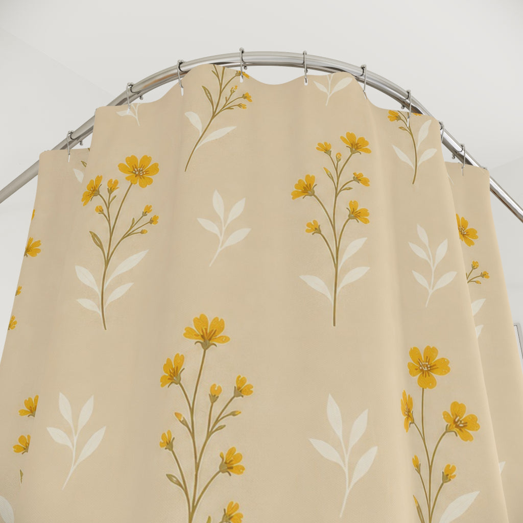 Beige Floral Shower Curtain