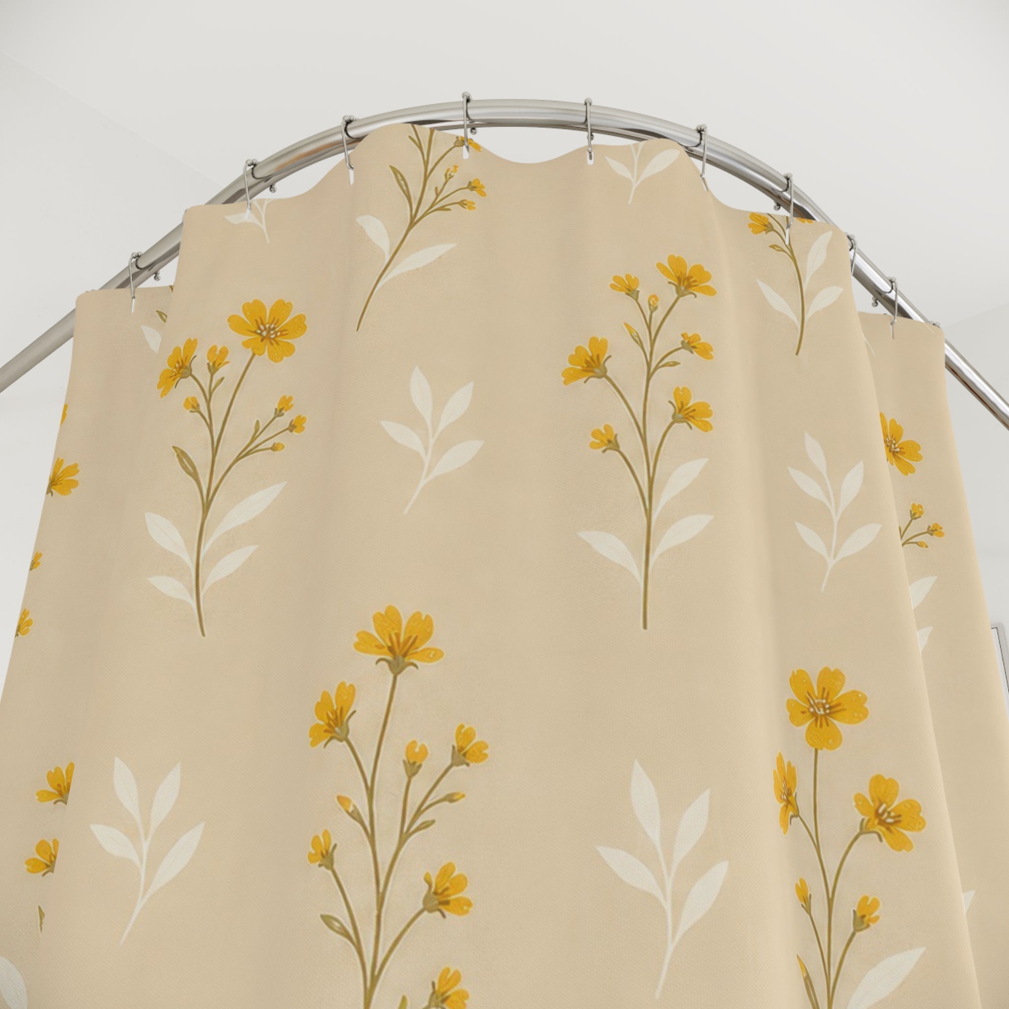 Beige Floral Shower Curtain