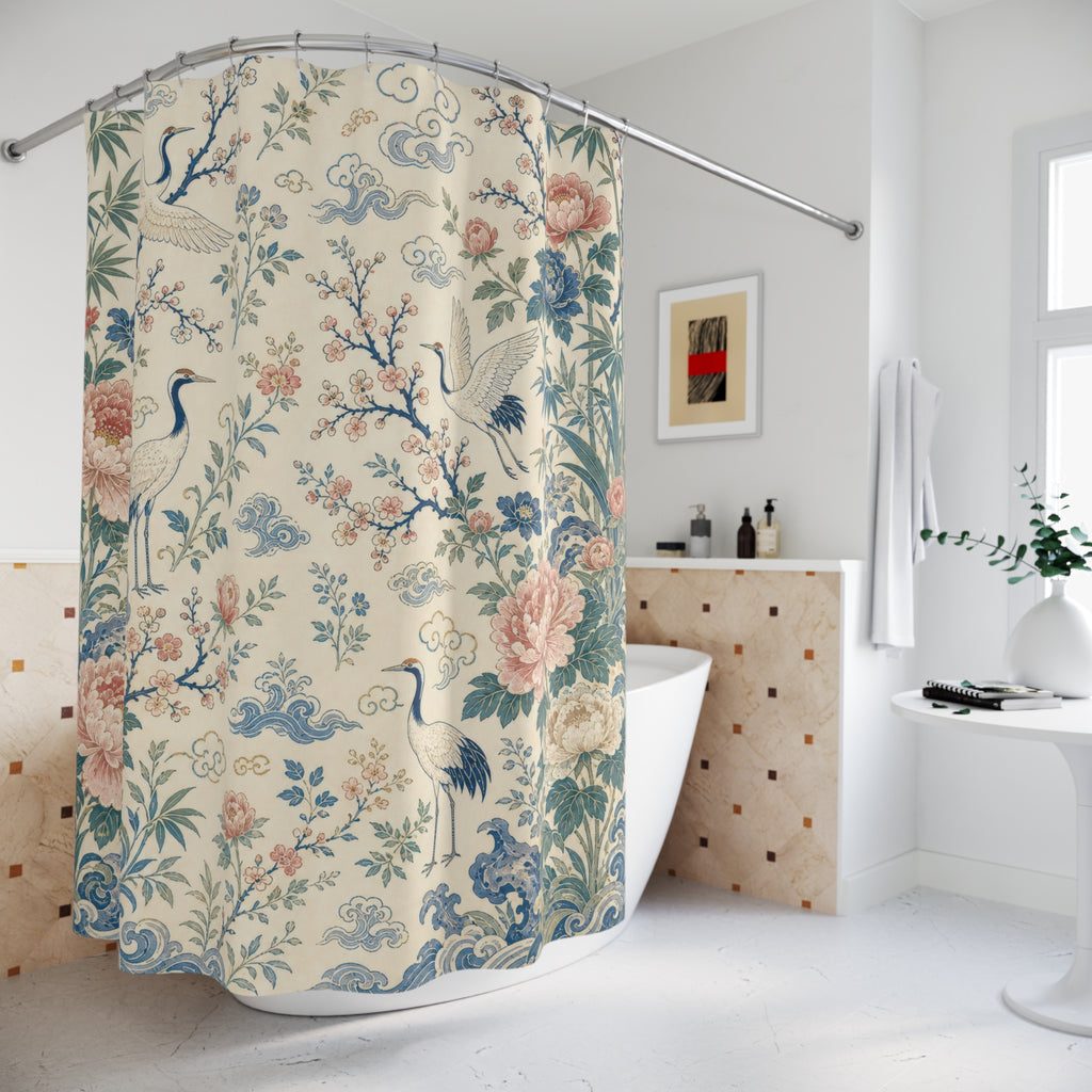 Chinoiserie Blue and White Shower Curtain: Chinoiserie Shower