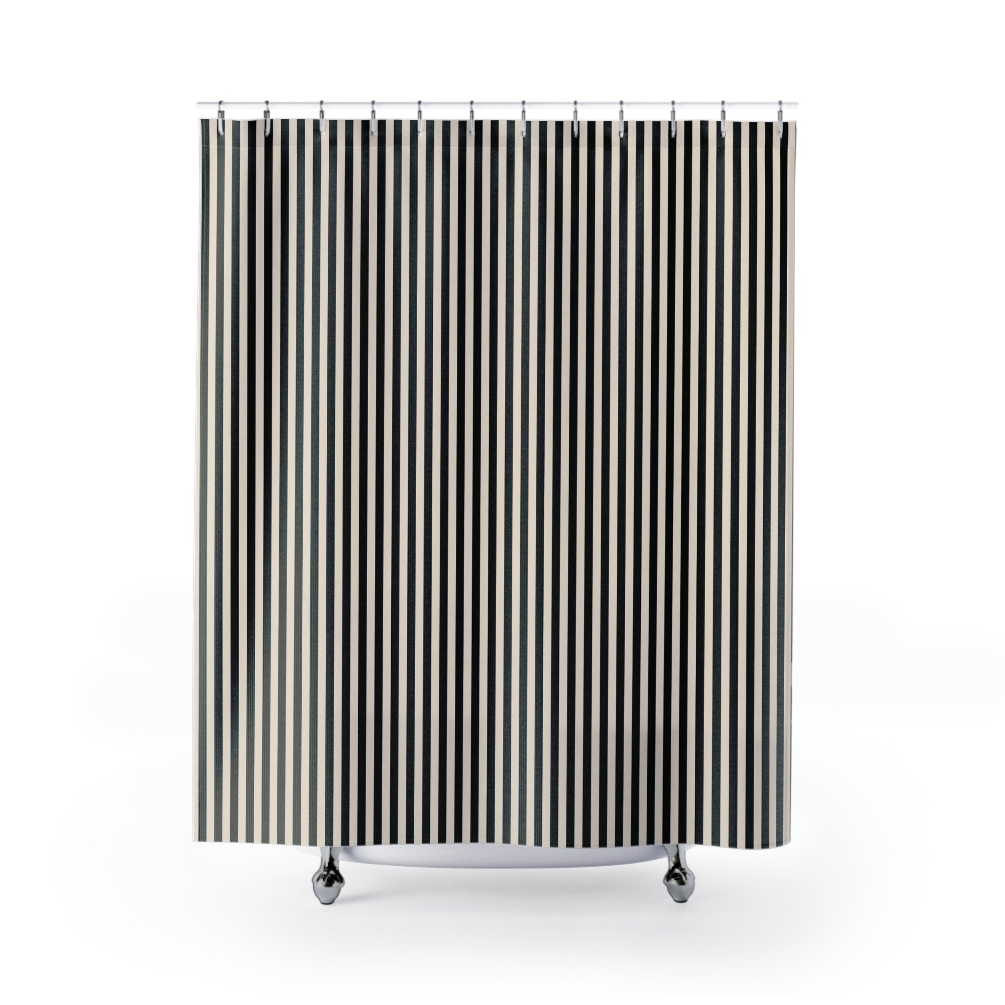Black and Cream Cabana Stripe Shower Curtain