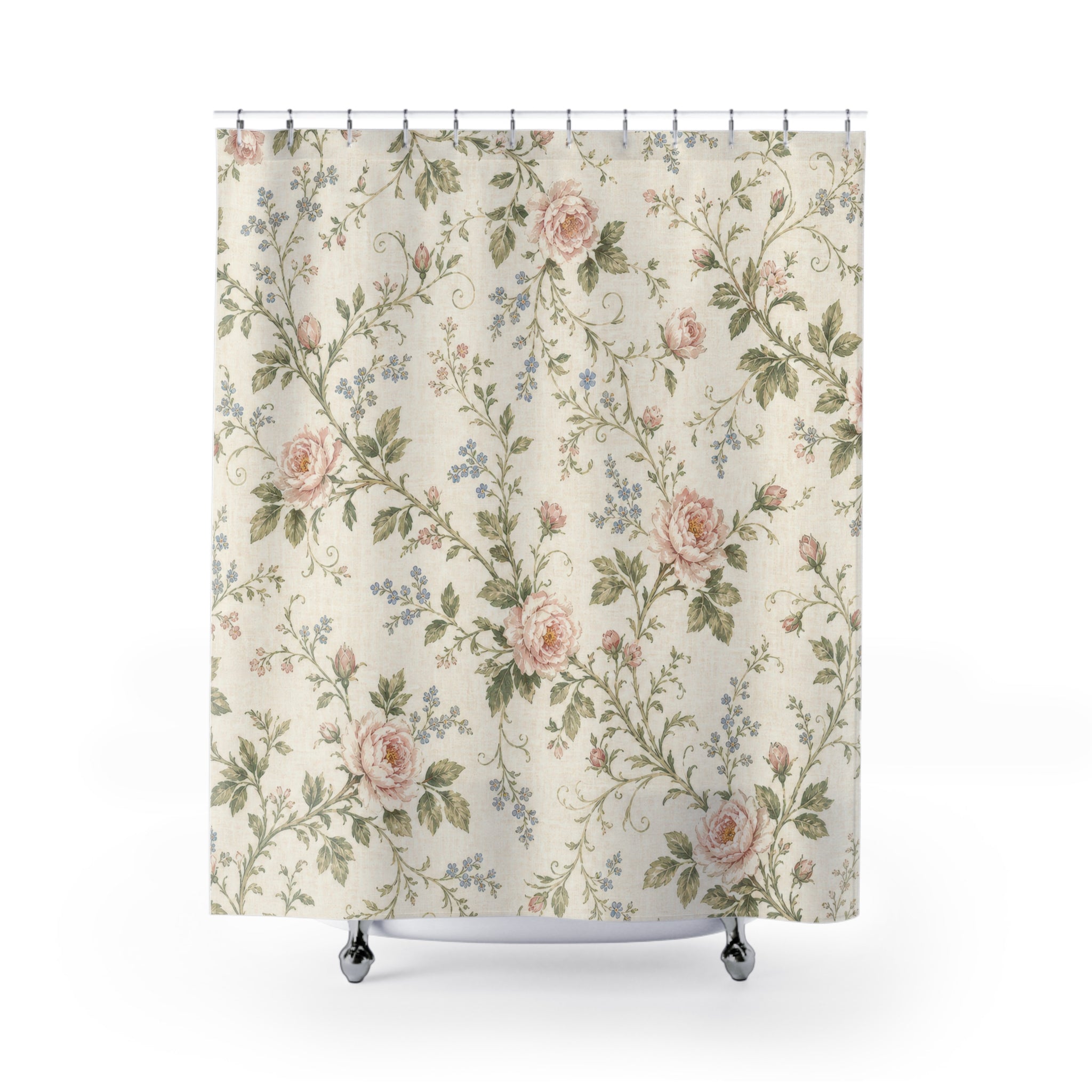 Vintage Floral Cottage Rose Shower Curtain