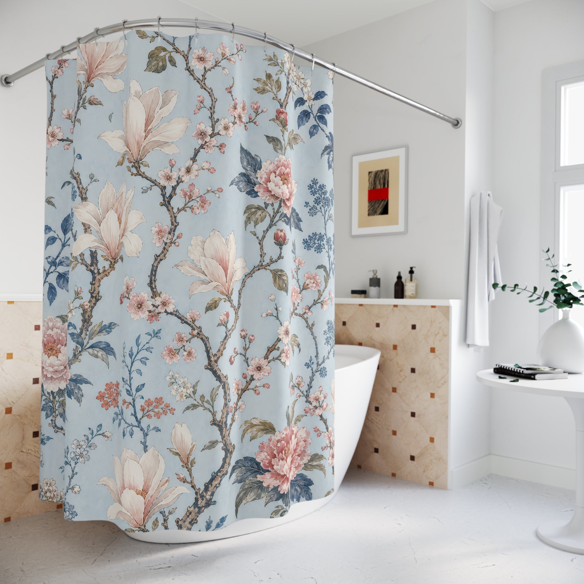 Magnolia Branch Floral Shower Curtain