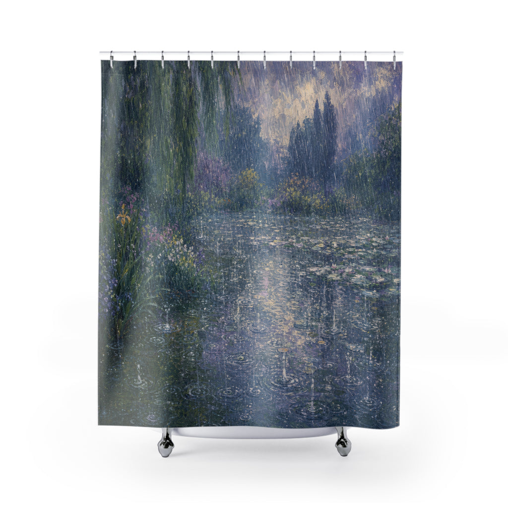 Impressionist Garden Pond Print Shower Curtain