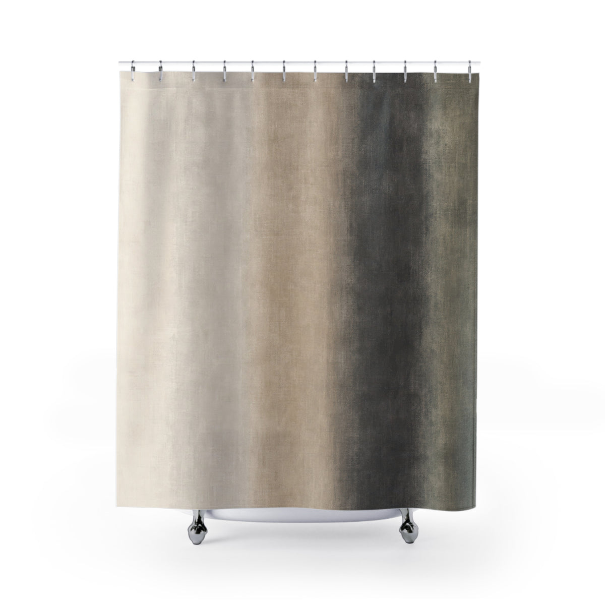 Gray Black Beige Watercolor Gradient Shower Curtain