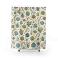 Green Botanical Succulent Cottage Cottagecore Beige Shower Curtain