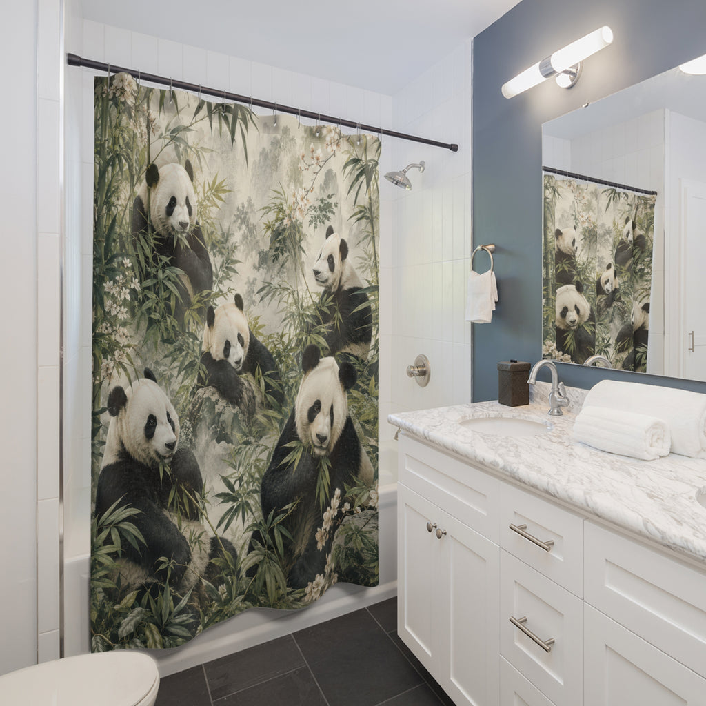 Panda Shower Curtain: Bamboo Forest