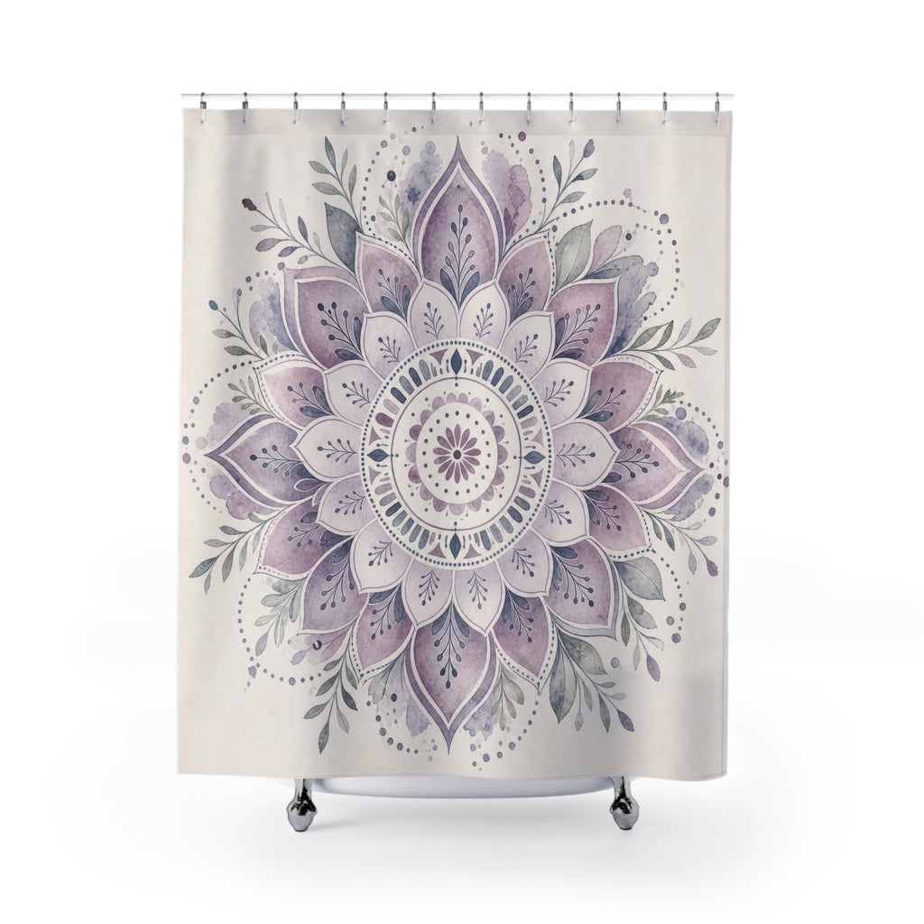 Lavender Floral Medallion Shower Curtain