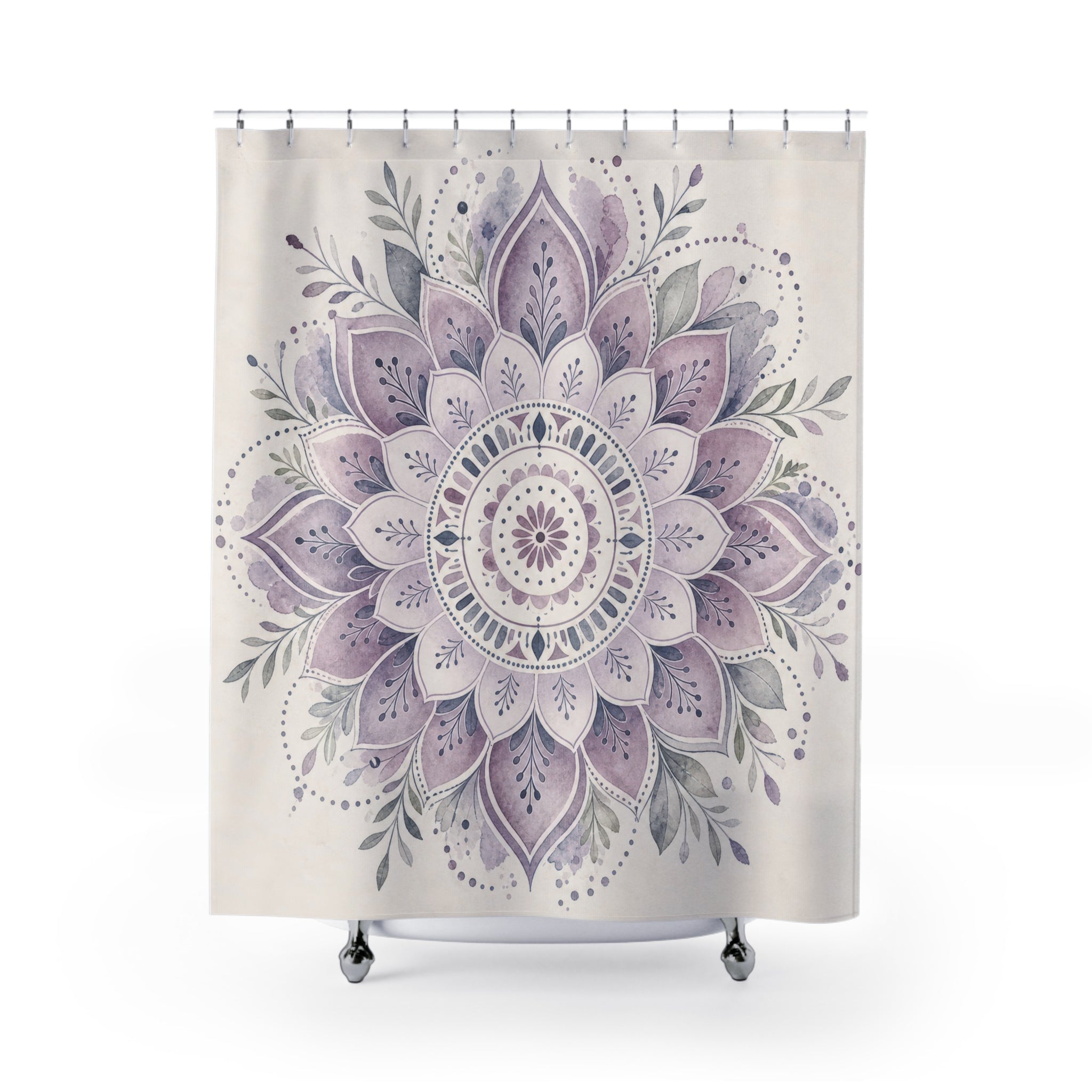 Lavender Floral Medallion Shower Curtain