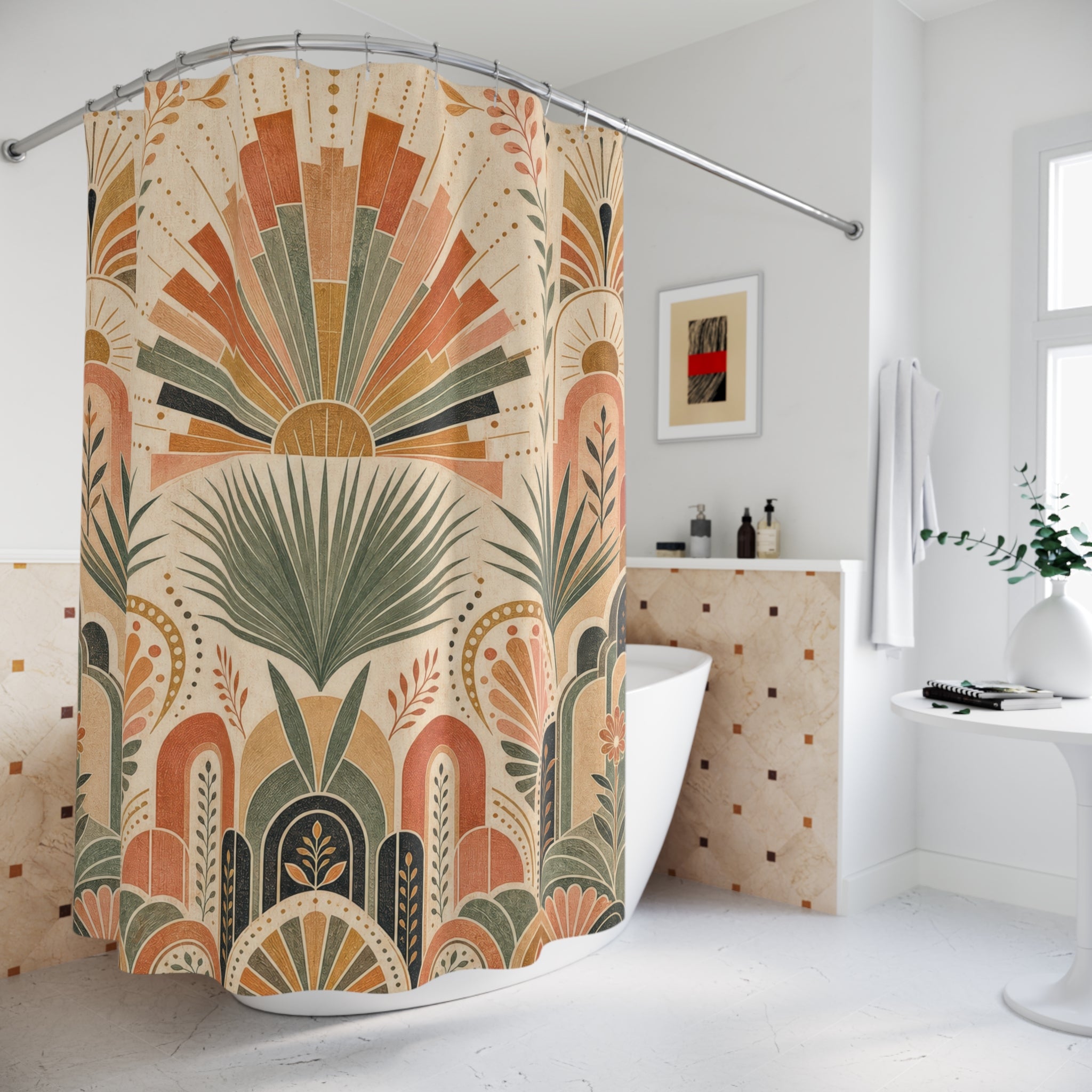 Art Deco Fanburst Shower Curtain