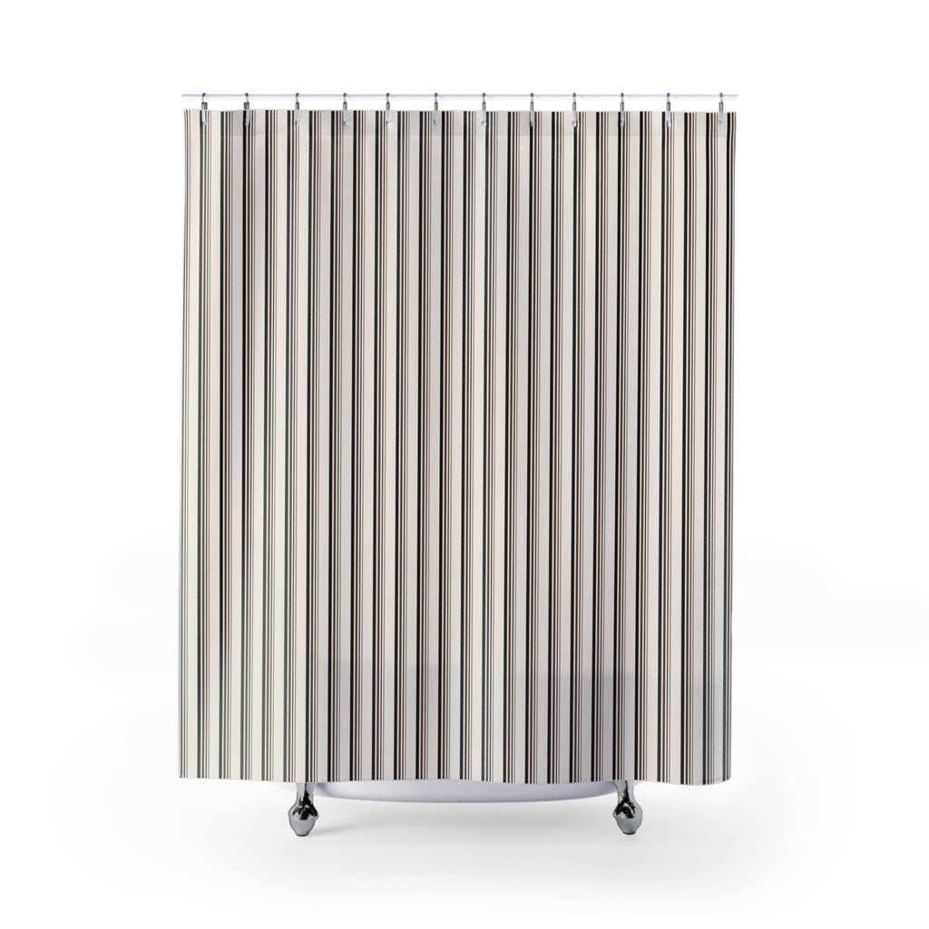 Black and Brown Earth Tone Striped Shower Curtain