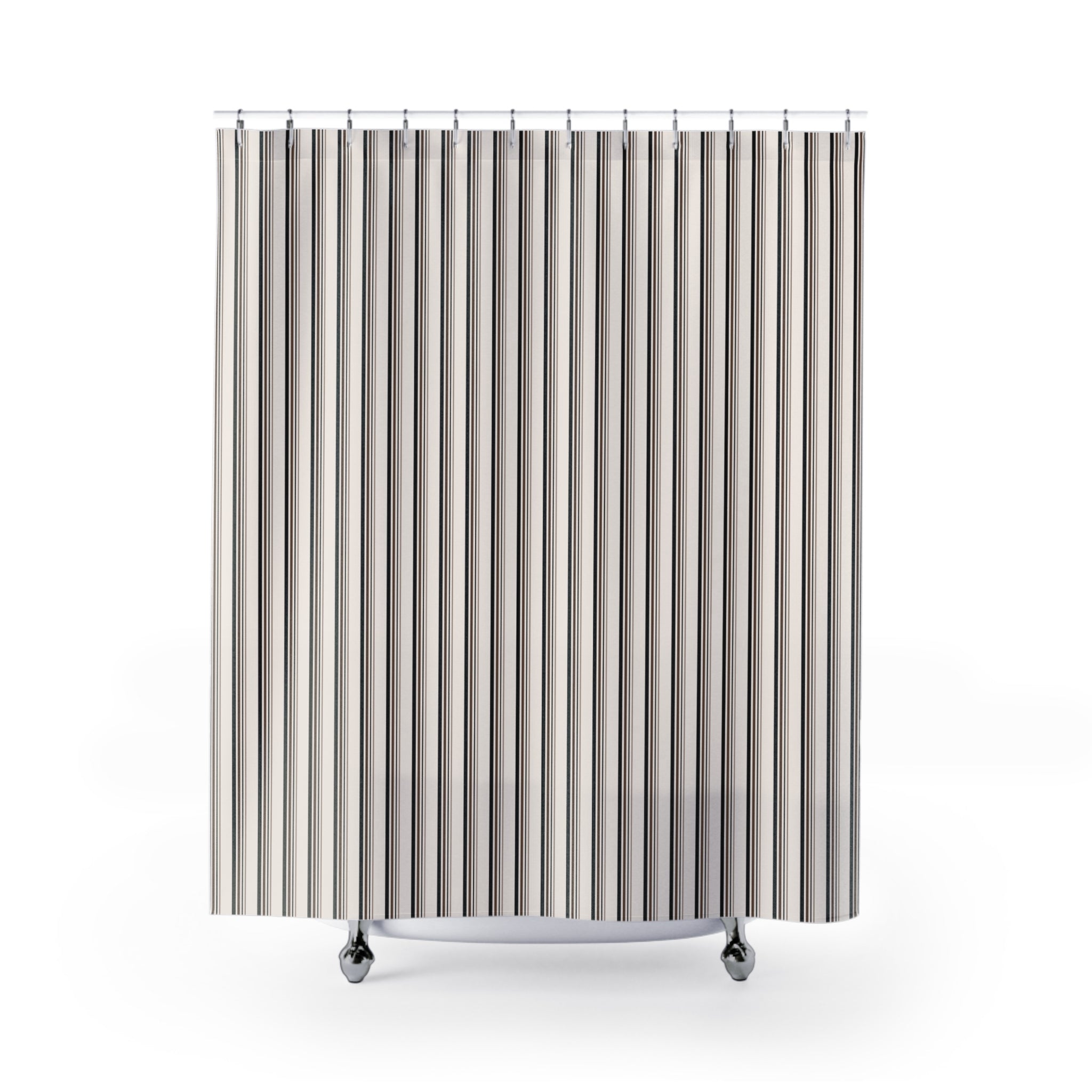 Black and Brown Earth Tone Striped Shower Curtain