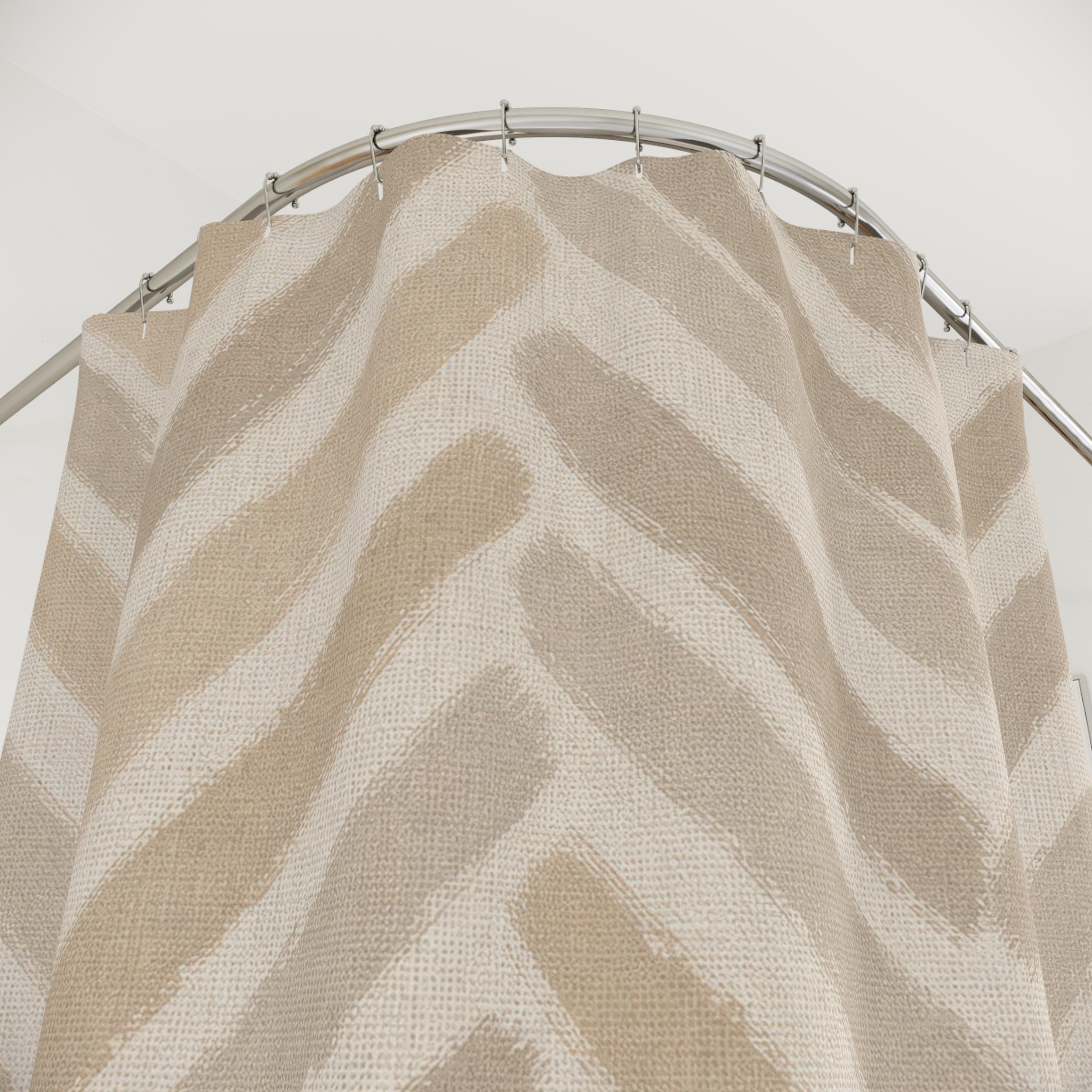 Beige Herringbone Chevron Shower Curtain