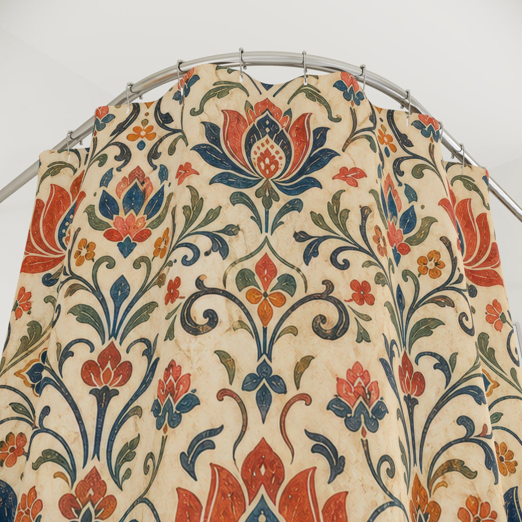 Lotus Folk Boho Floral Shower Curtain