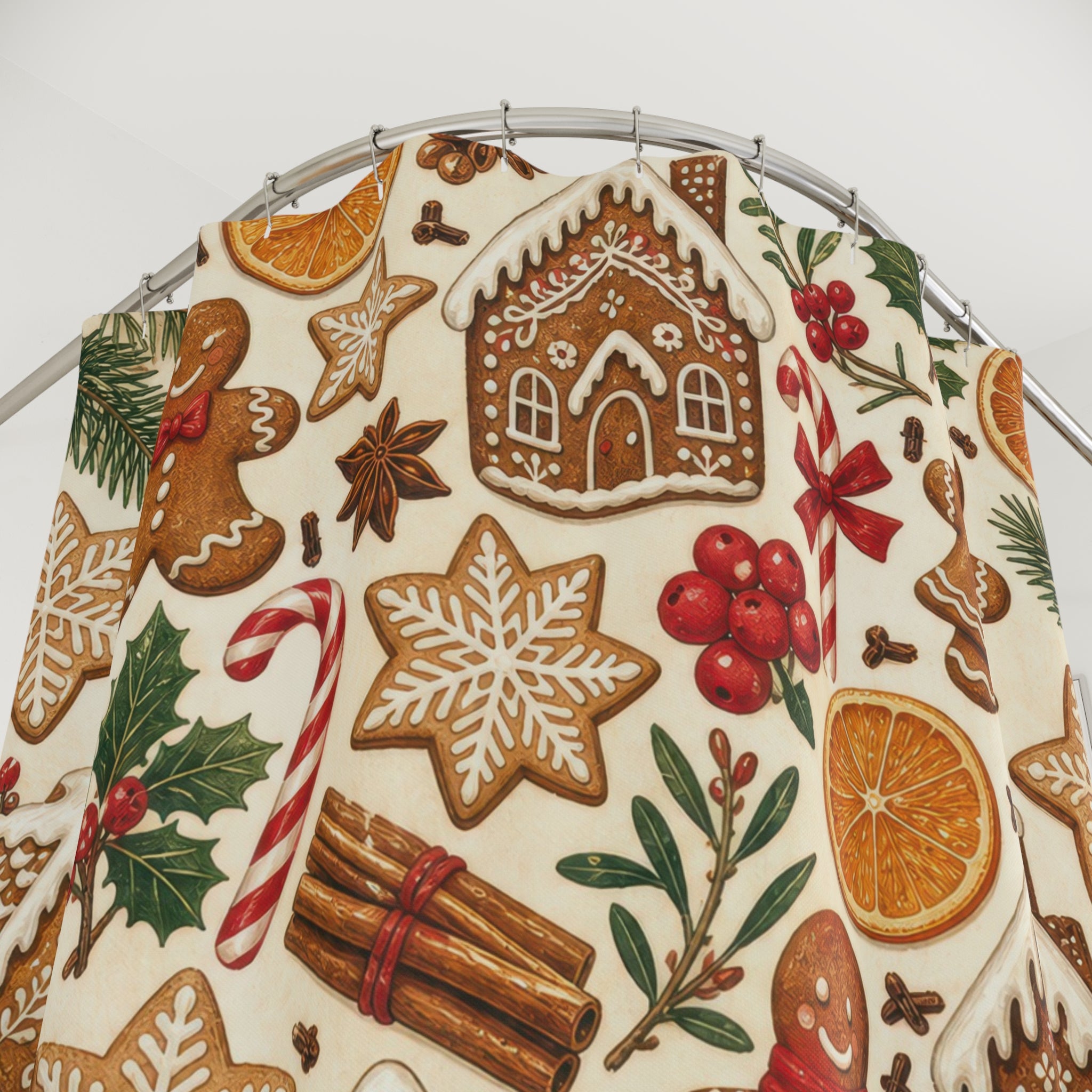 Gingerbread Cookie Christmas Shower Curtain