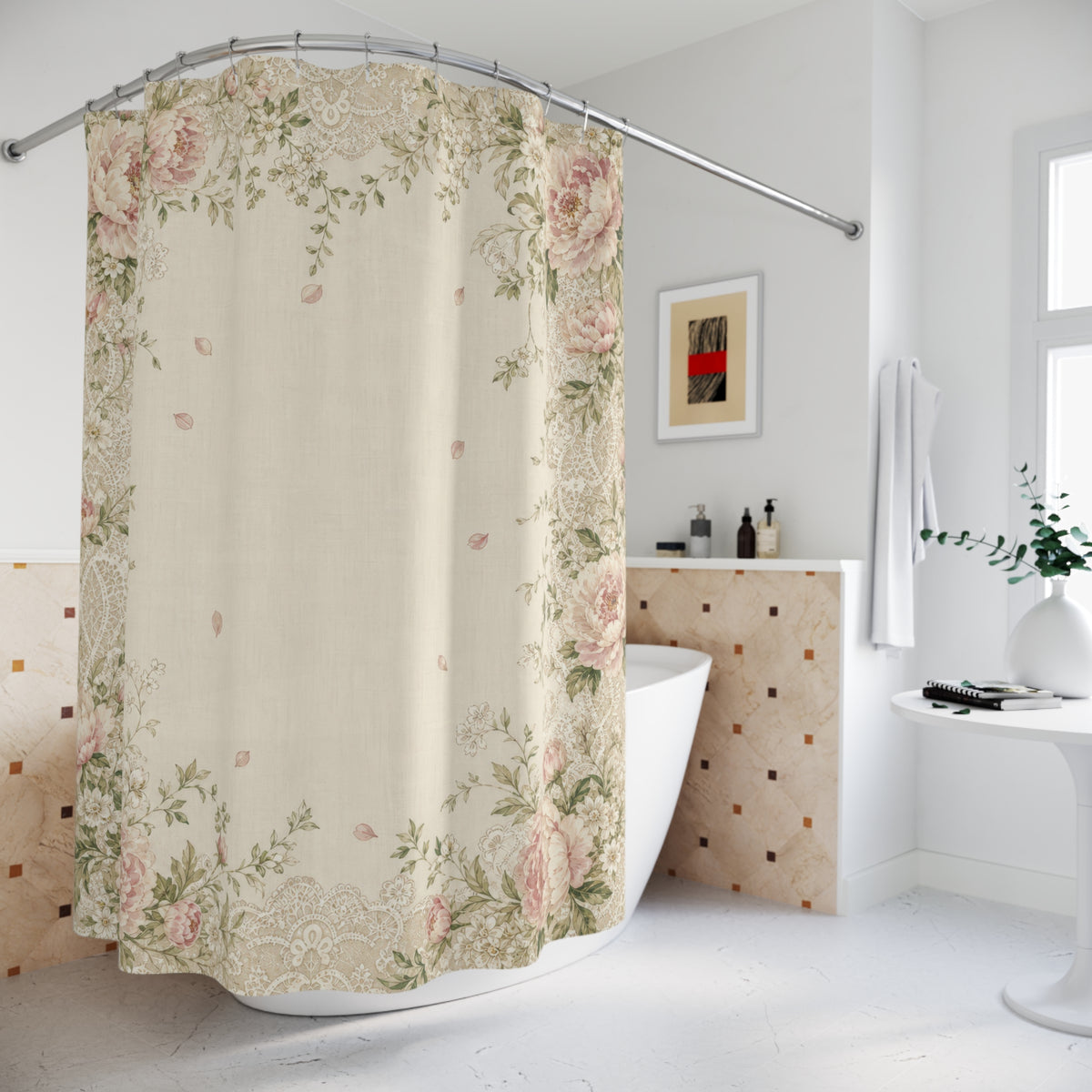 Vintage Floral Rose Shower Curtain
