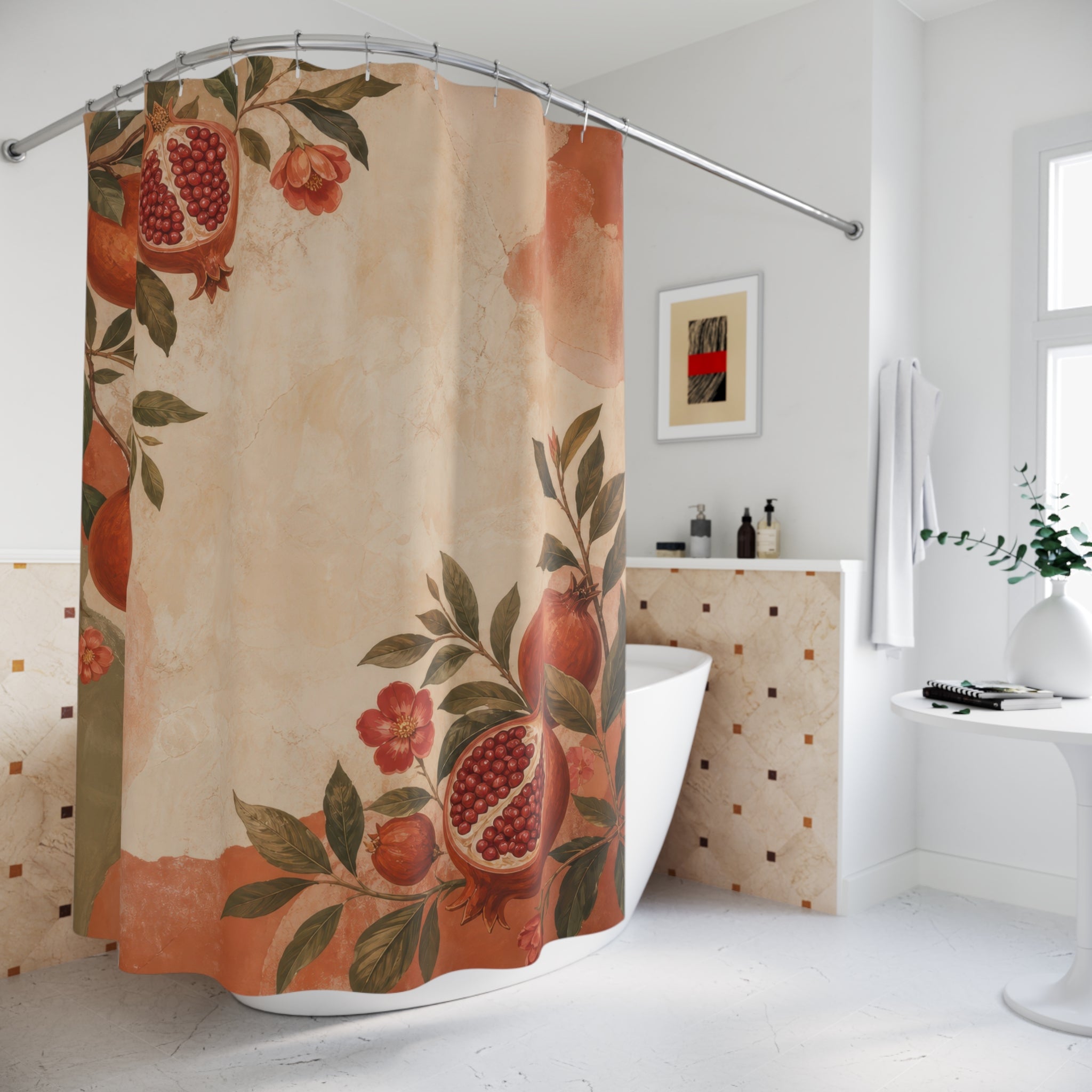 Terracotta Pomegranate Orchard Shower Curtain