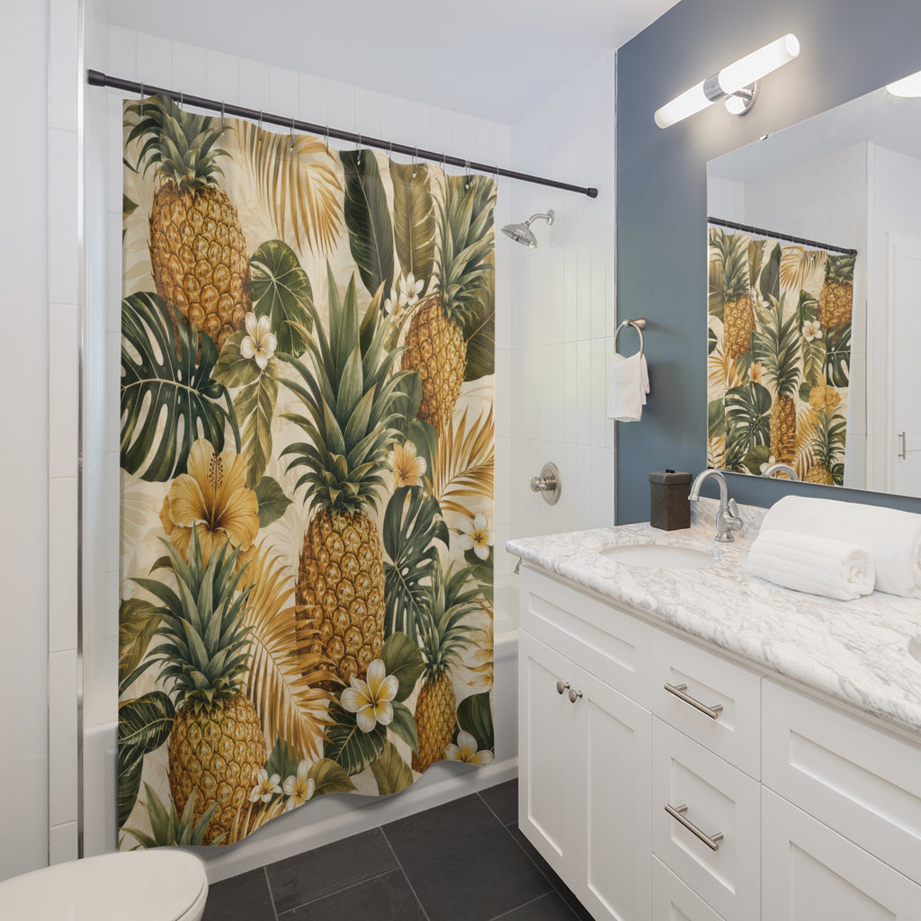 Pineapple Tropical Botanical Shower Curtain