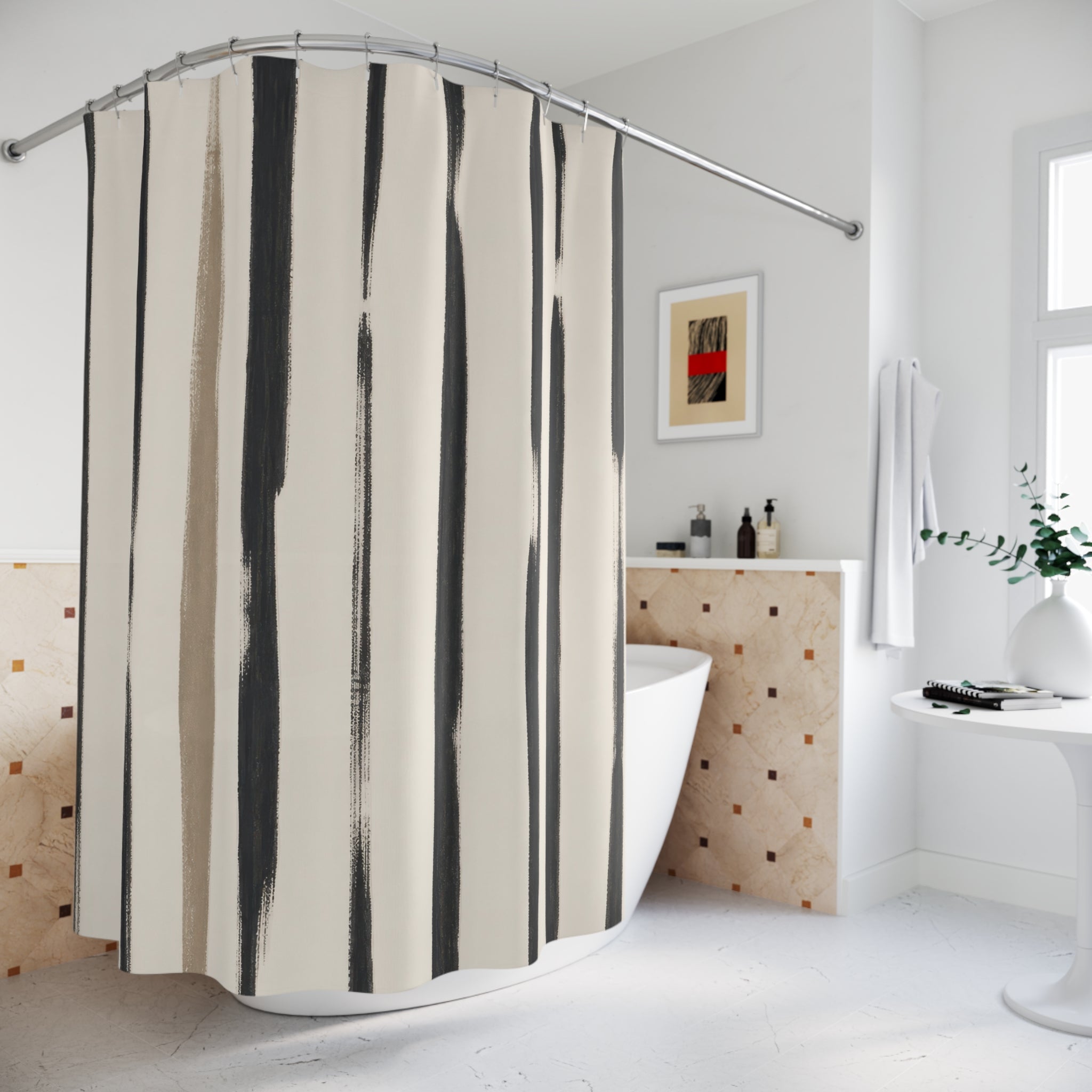 Irregular Brush Stripe Shower Curtain