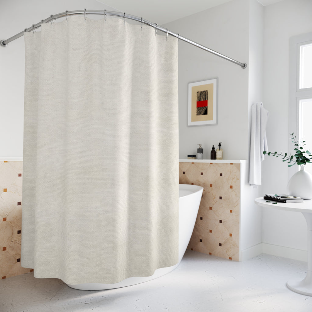 Off White Textured Shower Curtain — Ivory Cream