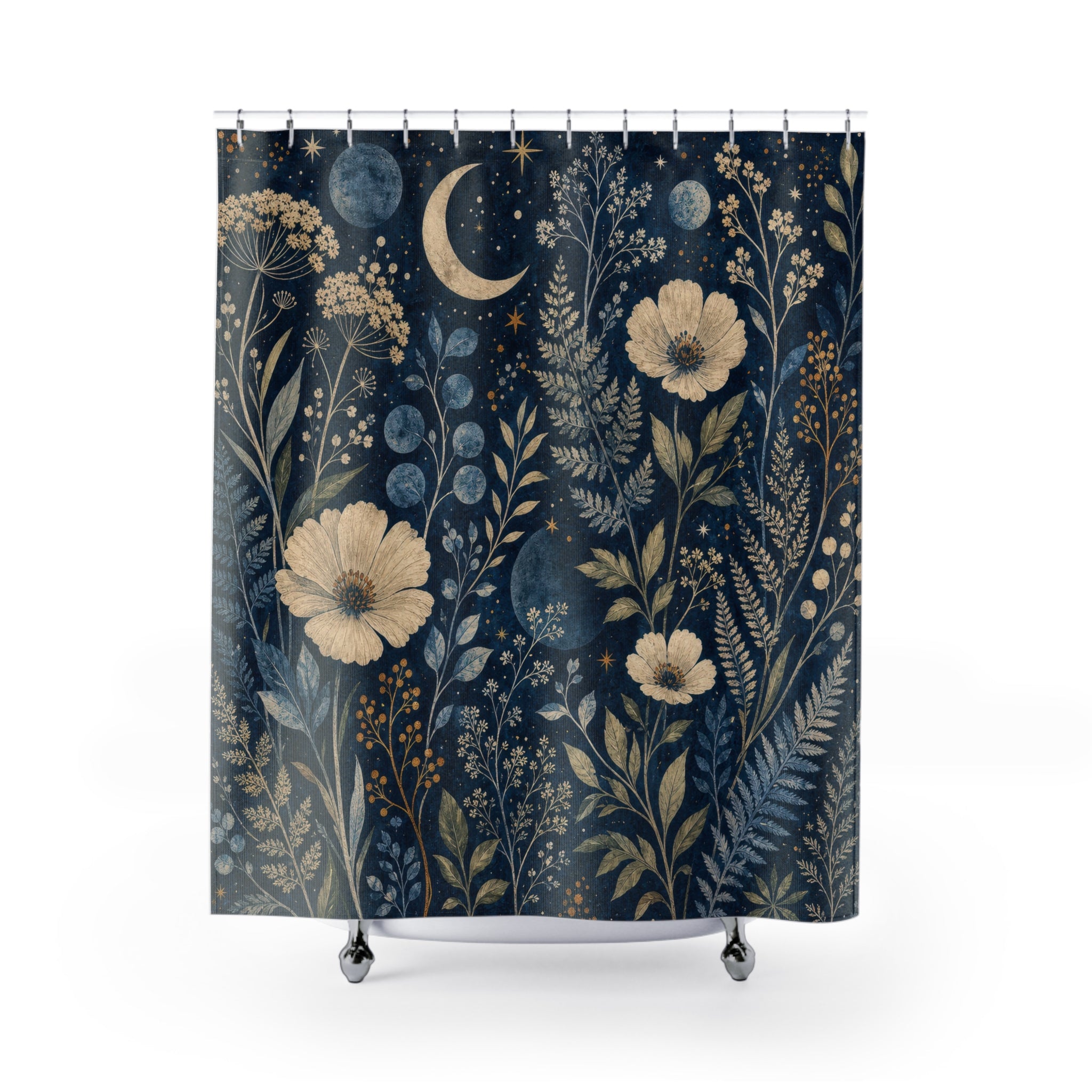 Celestial Floral Moon Shower Curtain