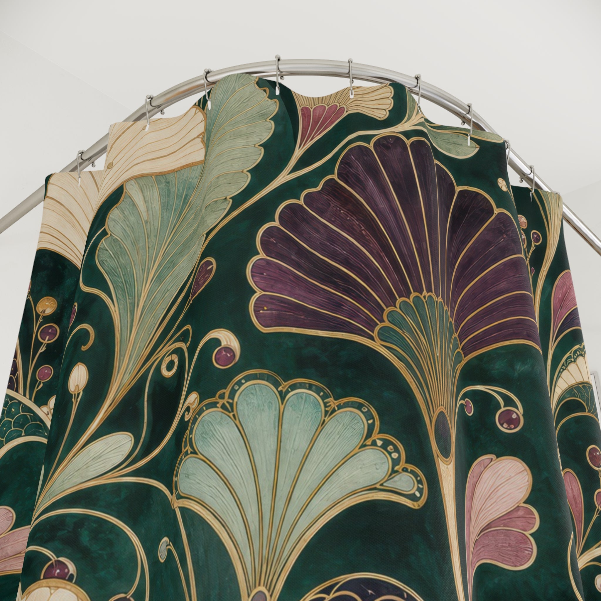 Art Deco Fan Floral Shower Curtain