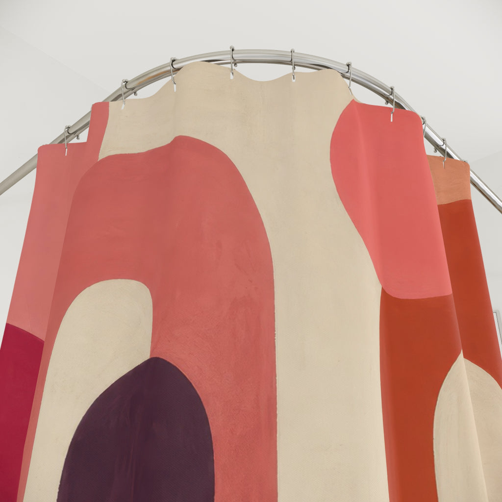Retro Coral Rose Arch Shower Curtain