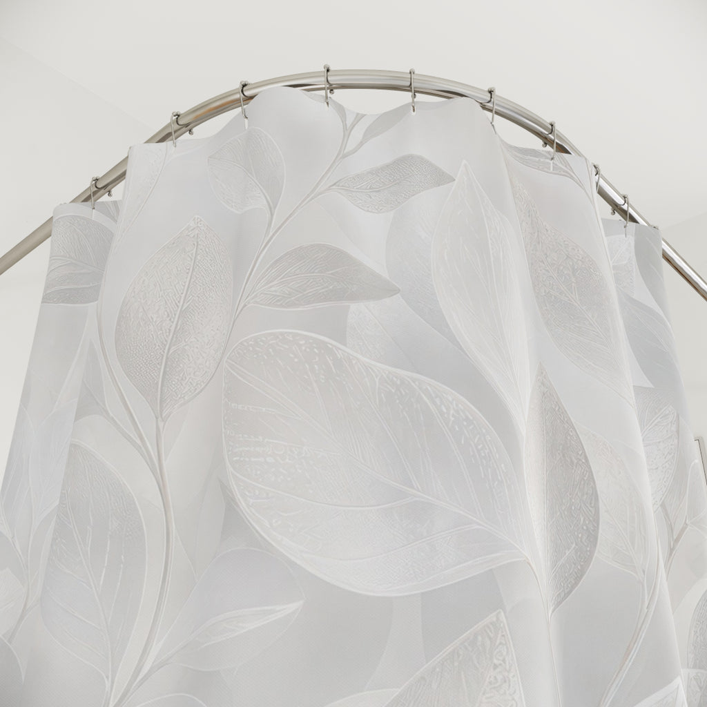 White Frosted Botanical Shower Curtain