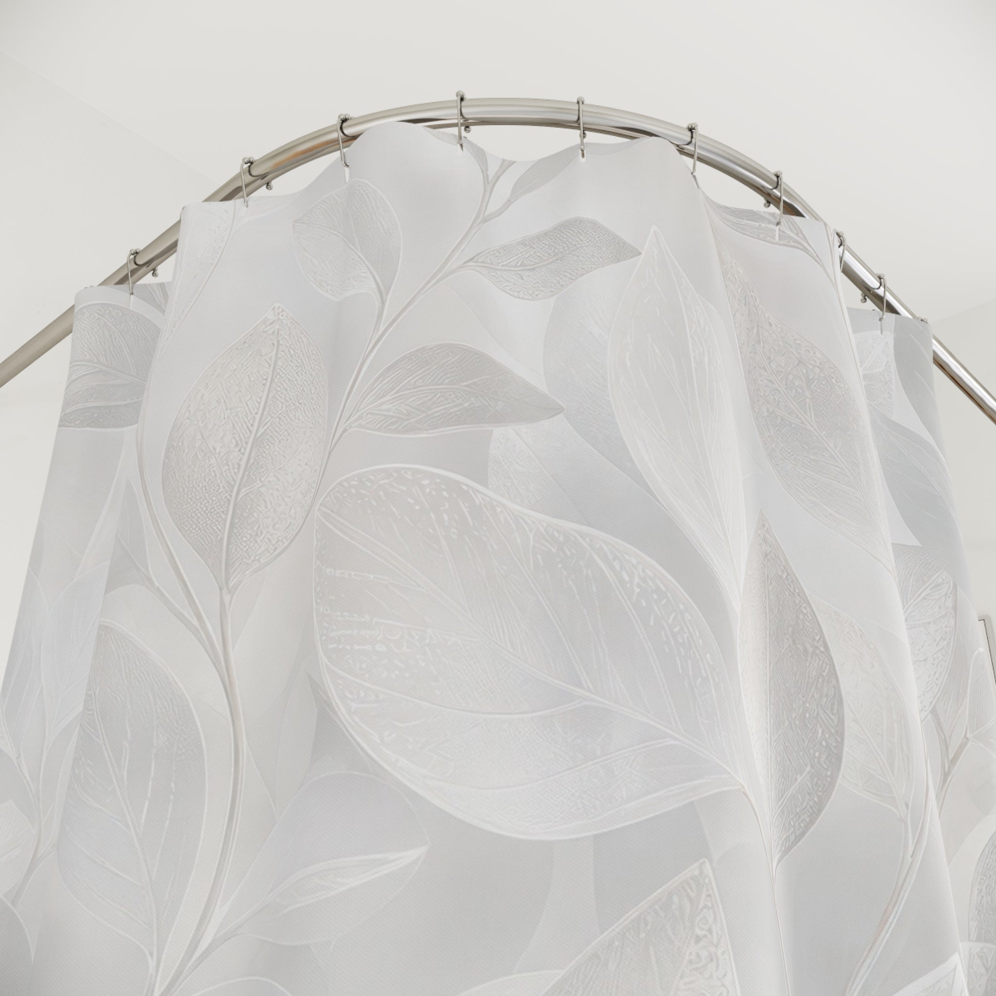 White Frosted Botanical Shower Curtain