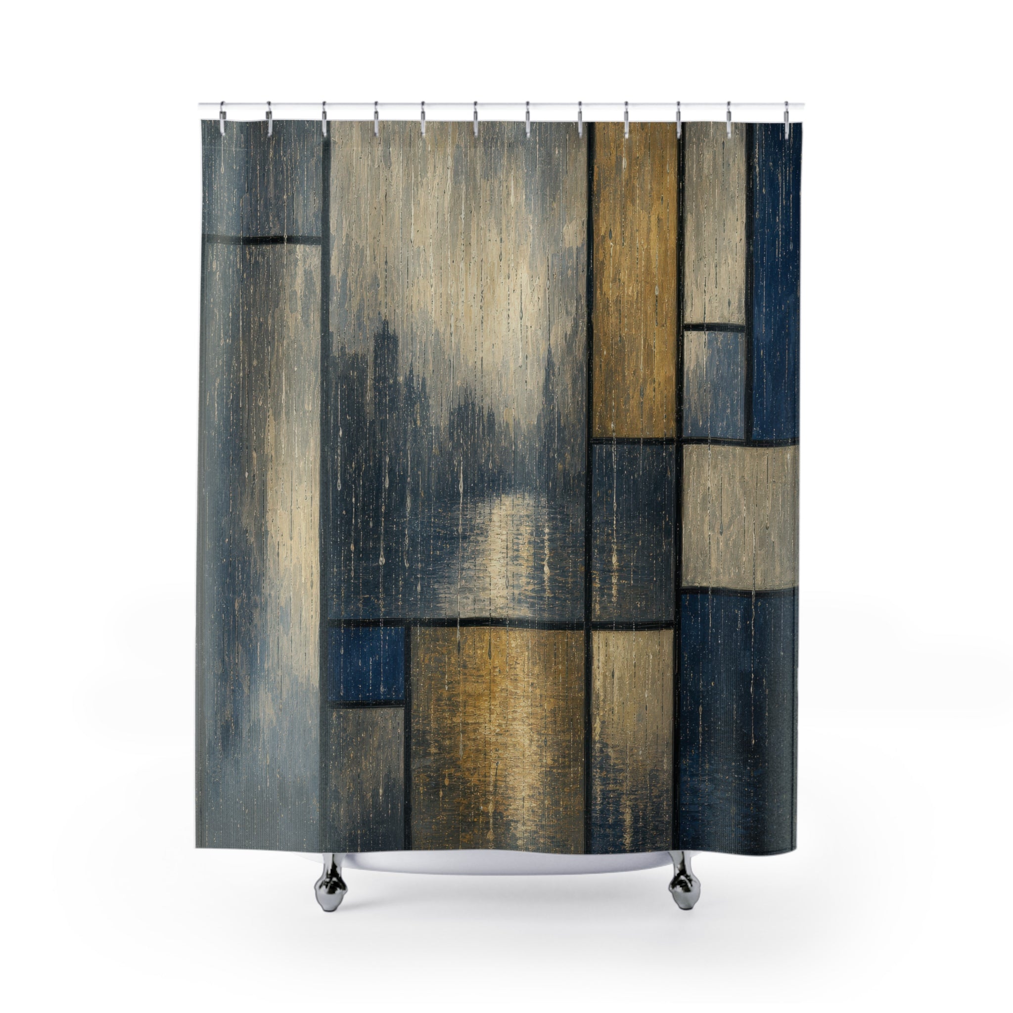 Rain Window Block Print Shower Curtain