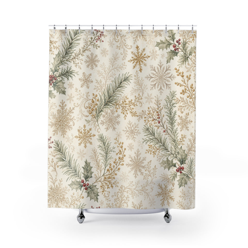 Soft Pine Snowflake Shower Curtain