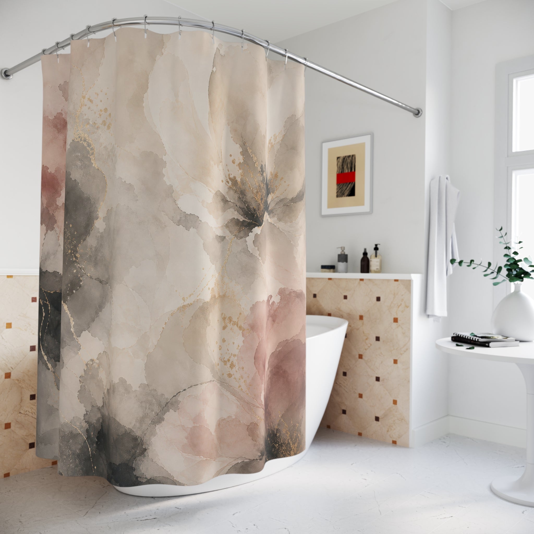 Watercolor Flower Shower Curtain