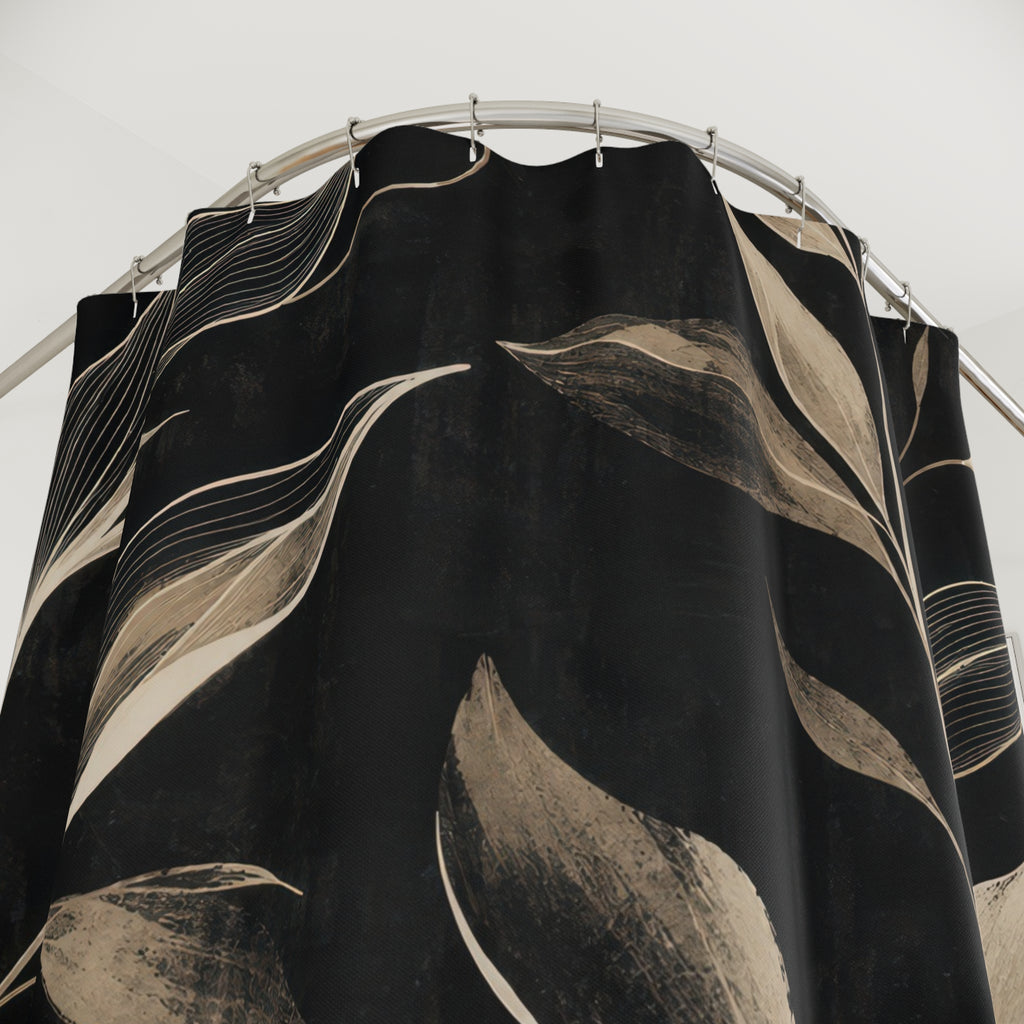 Beige Leaf on Dark Ground Shower Curtain