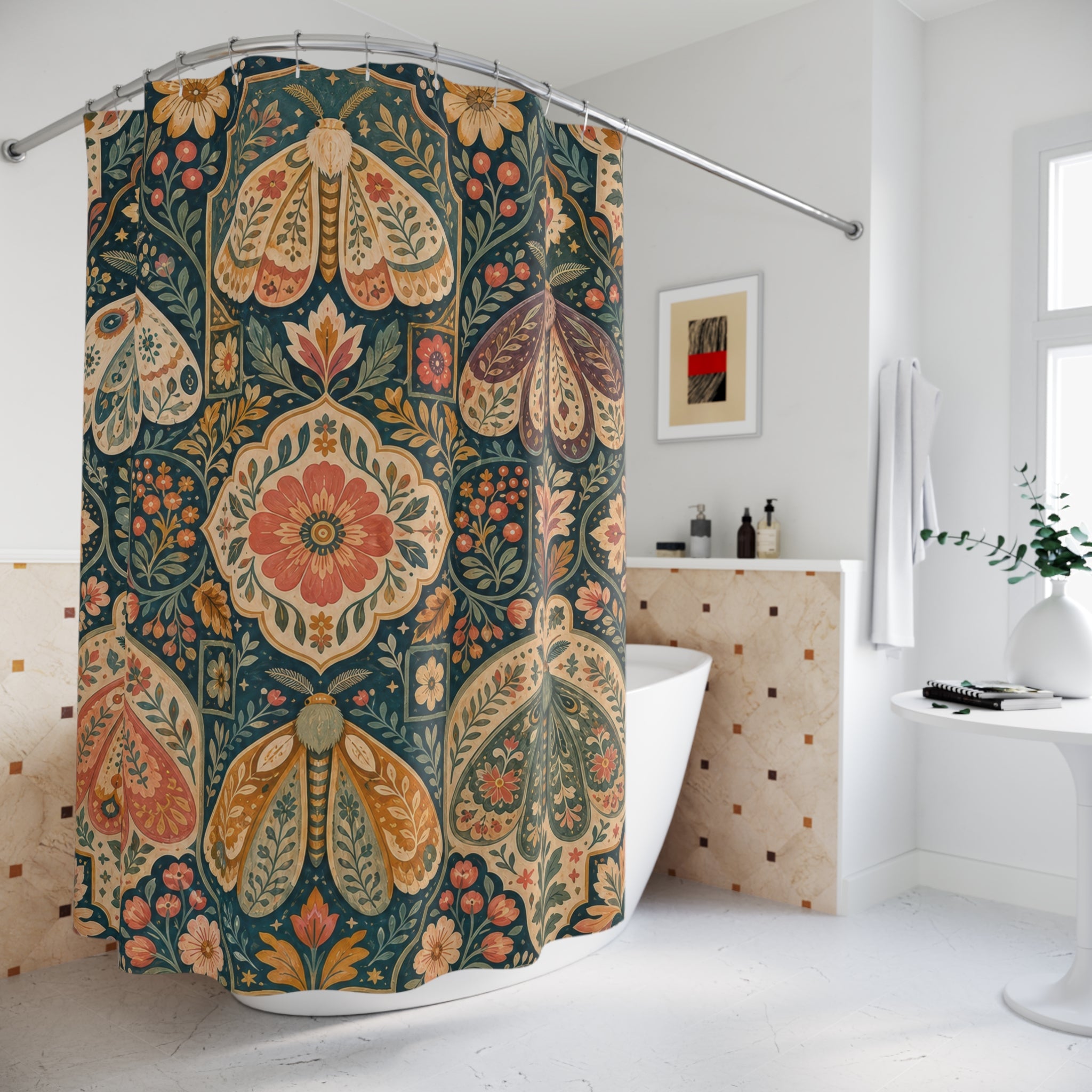 Unique Folk Floral Shower Curtain