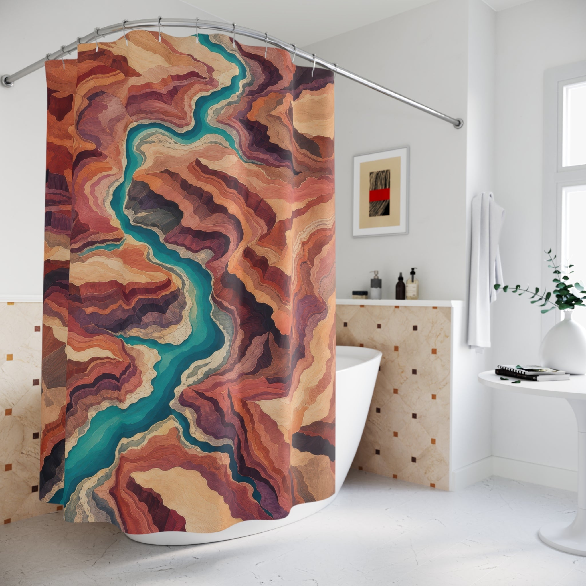 Aerial Canyon Topography Shower Curtain