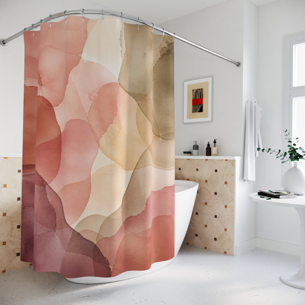 Blush Pink Terracotta Abstract Shapes Shower Curtain