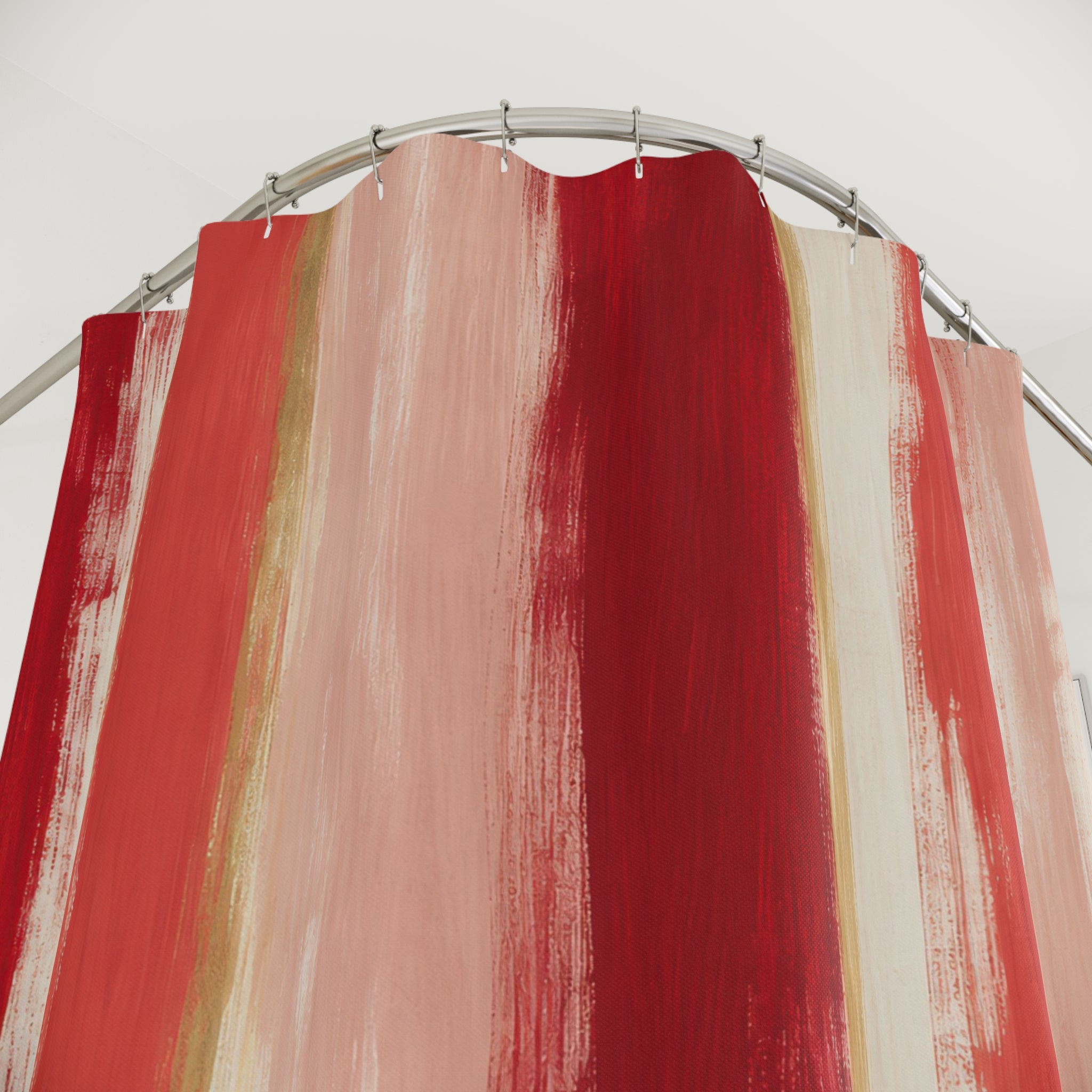 Painterly Red Band Shower Curtain
