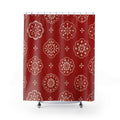 Cream Floral Medallion Red Shower Curtain