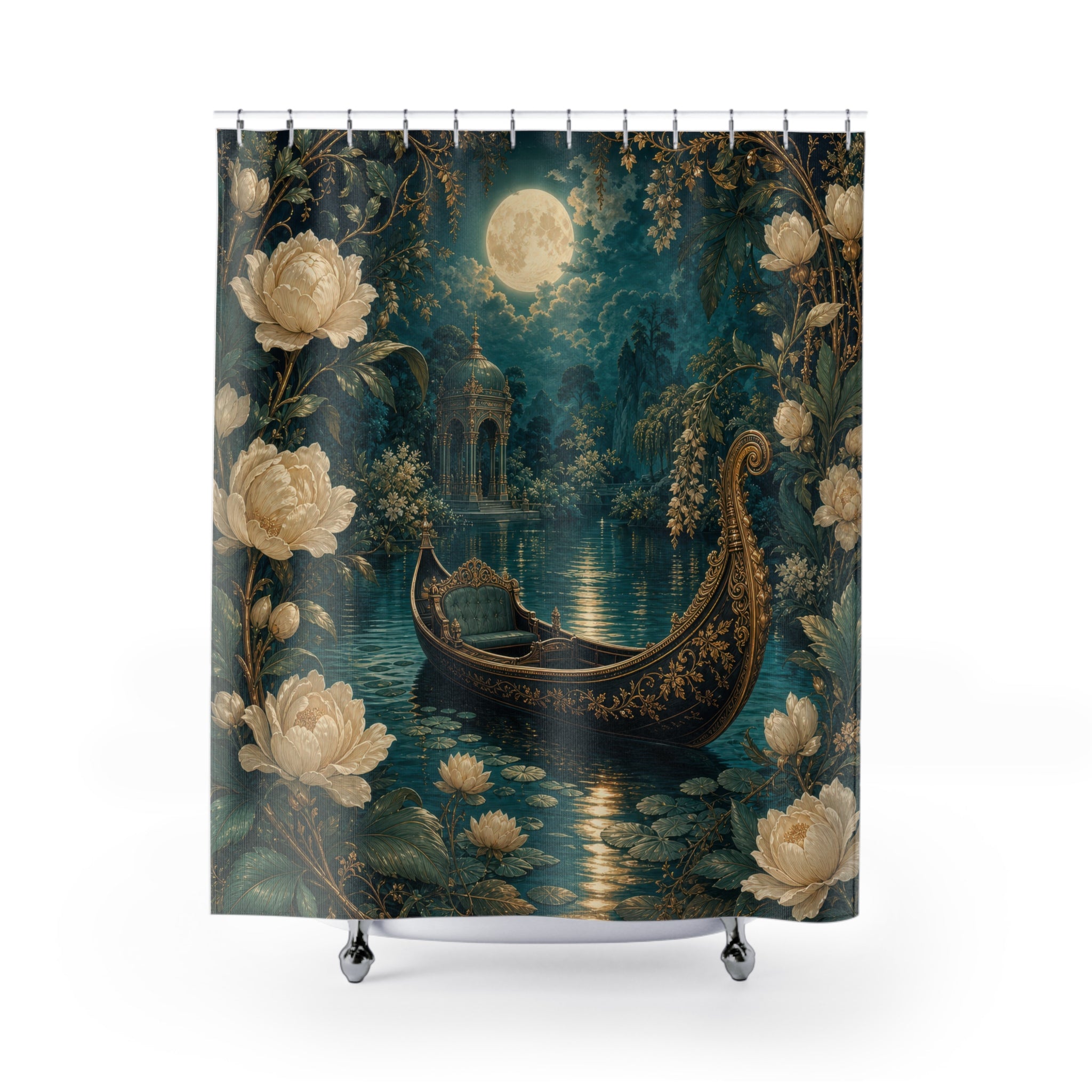 Moonlit Gondola Garden Shower Curtain