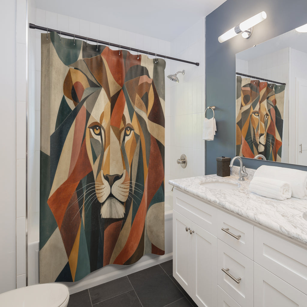 Faceted Safari Animal Portrait Shower Curtain