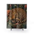 Unique Jaguar Shower Curtain, Sleeping Spotted Cat Art, Tropical Jungle Bathroom Decor, Warm Wildlife Tropical Wall Guest Bath Gift For Home