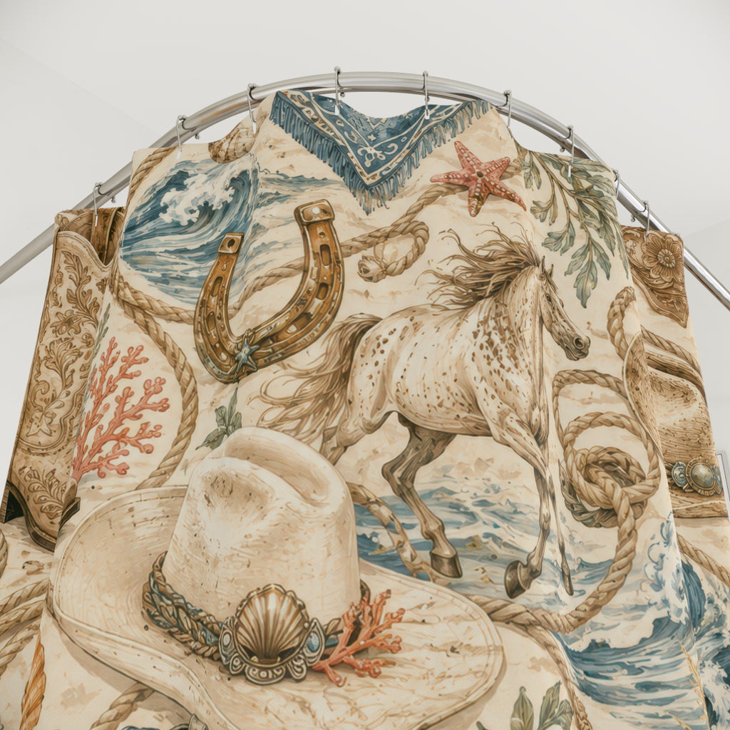 Western Boho Shower Curtain: Coastal Cowgirl