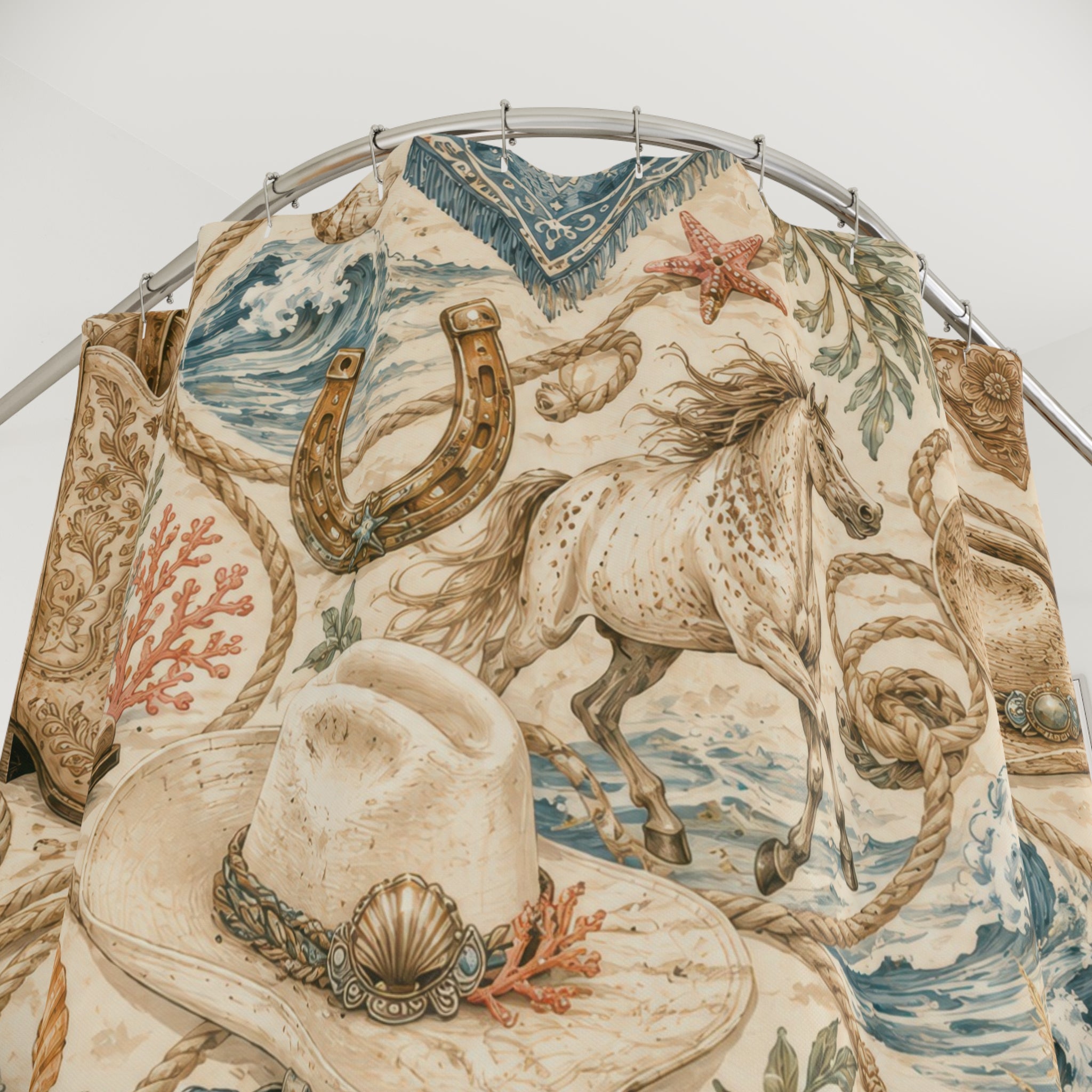 Western Boho Shower Curtain: Coastal Cowgirl