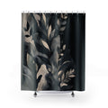 Blue Green Leaf Black Botanical Shower Curtain