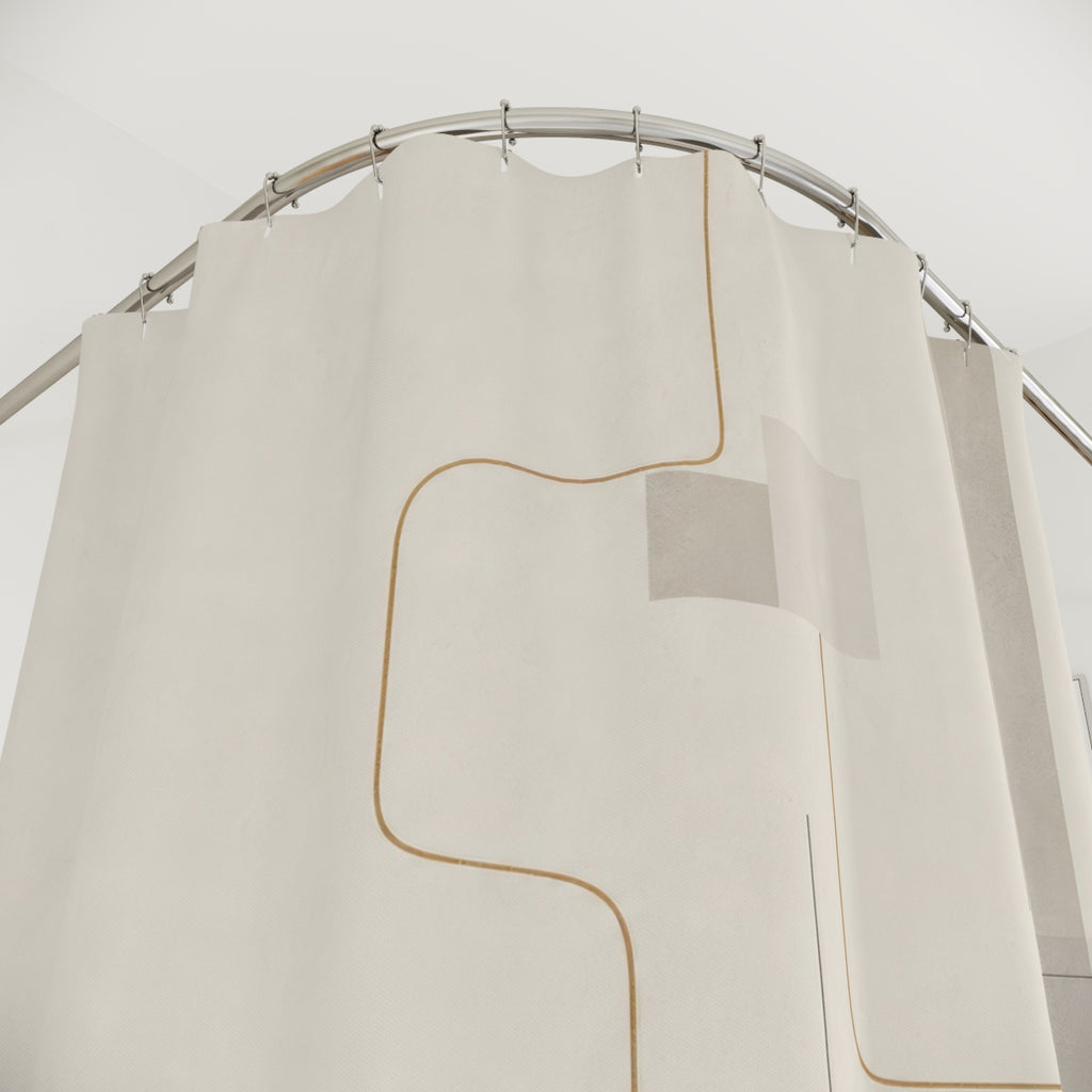 Gold Line White Shower Curtain: Gold Line Shower Curtain
