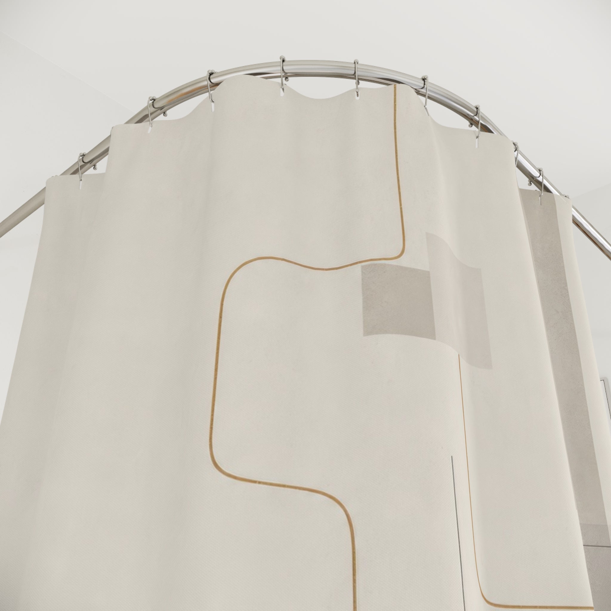 Gold Line White Shower Curtain: Gold Line Shower Curtain
