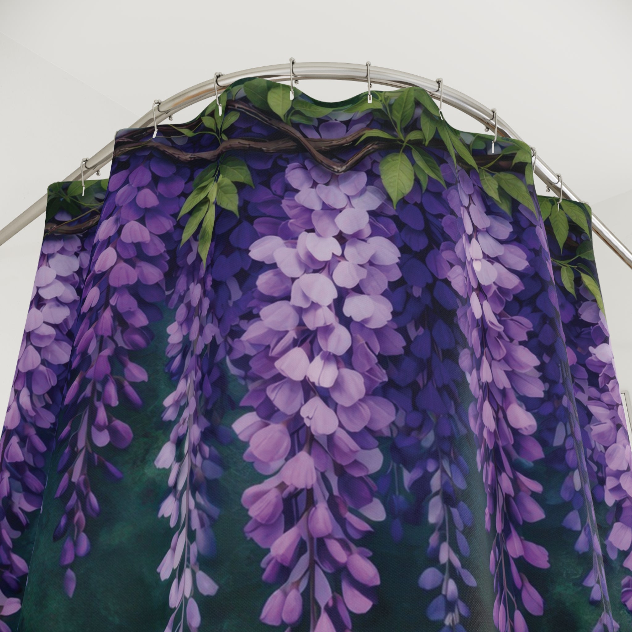 Purple Wisteria Shower Curtain – Forest Green Moody