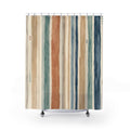 Aqua Blue Terracotta Stripe Shower Curtain